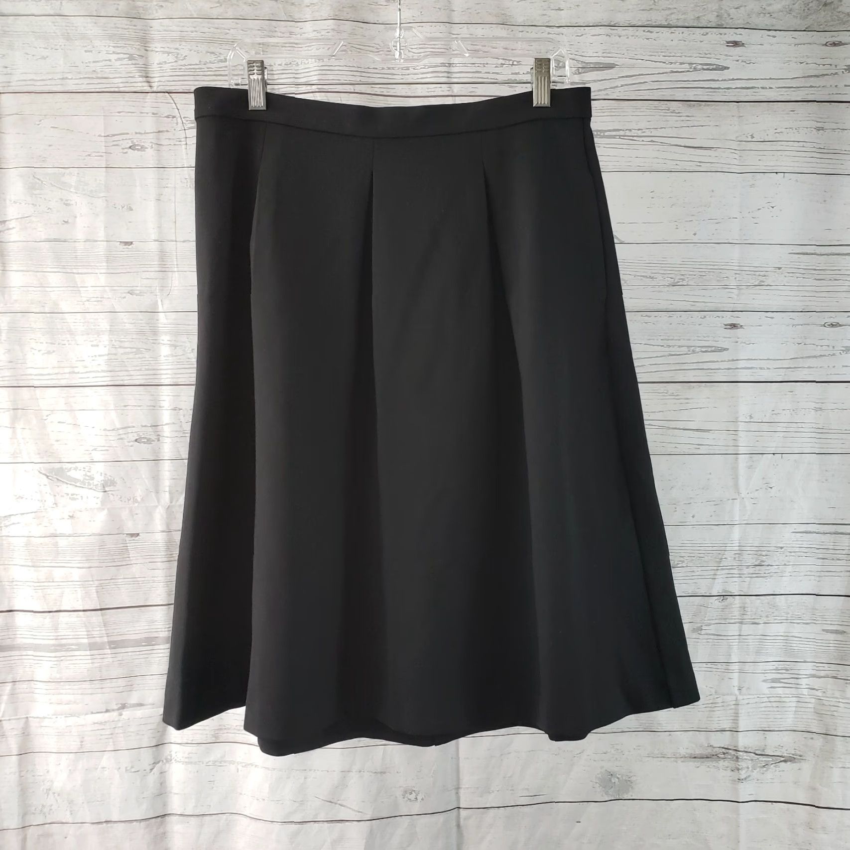 Vintage Search for Sanity Womens Skirt L Solid Black Cotton Blend Exposed Zipper Knee Length A-Line Womens Size 36" / US 14 / IT 50 - 2 Thumbnail