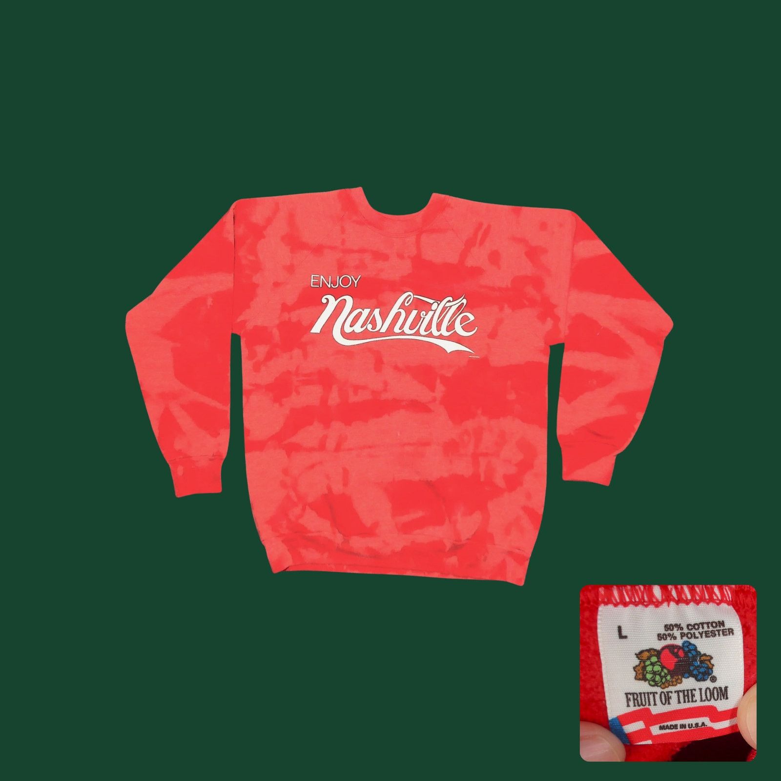 Fruit Of The Loom Fruit Of The Loom VTG 1987 Enjoy Nashville Coke Sweatshirt Size L / US 10 / IT 46 - 1 Thumbnail
