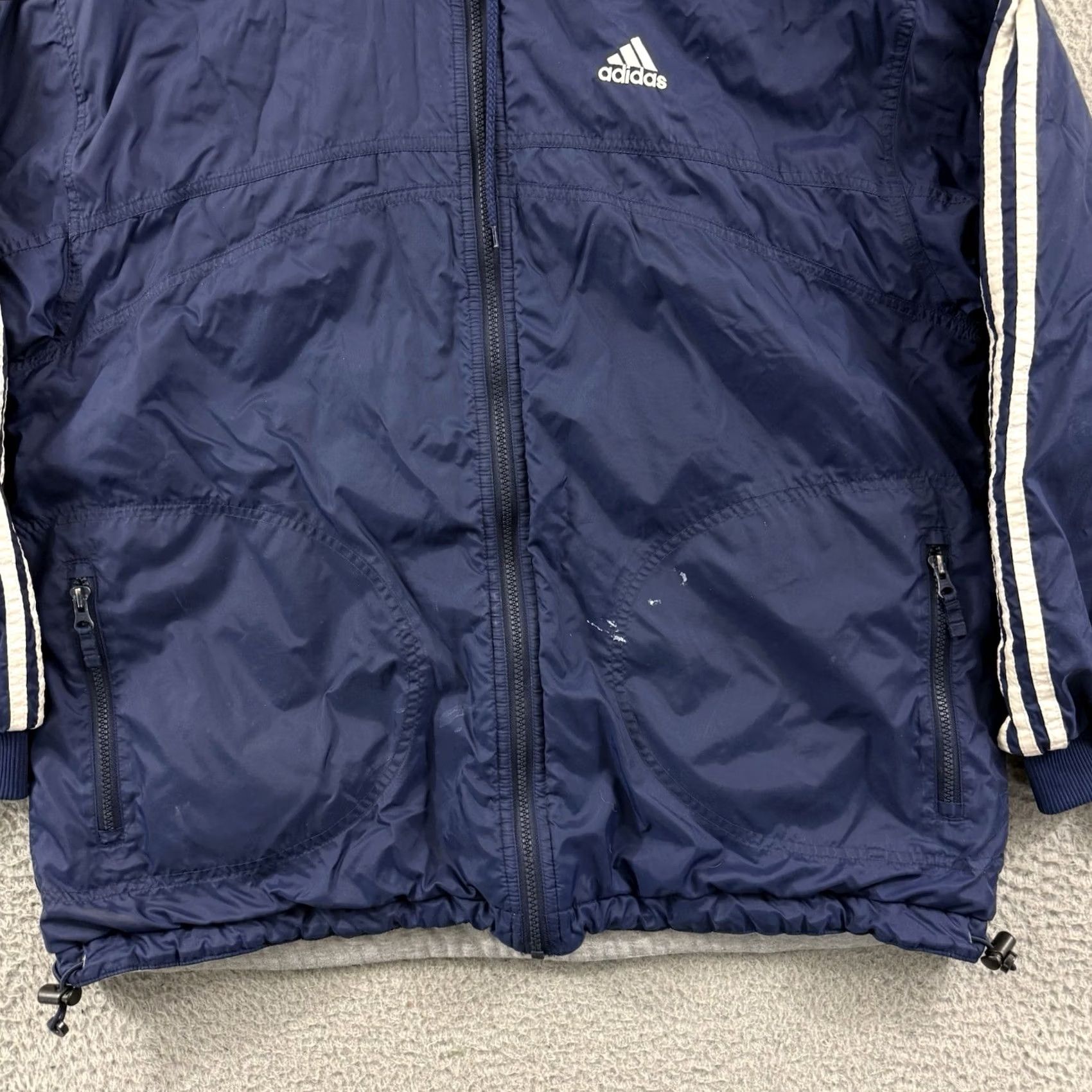 Adidas VINTAGE Adidas Jacket Men XL Blue Reversible Full Zip 90s Sport Hooded Puffer Size US XL / EU 56 / 4 - 2 Thumbnail