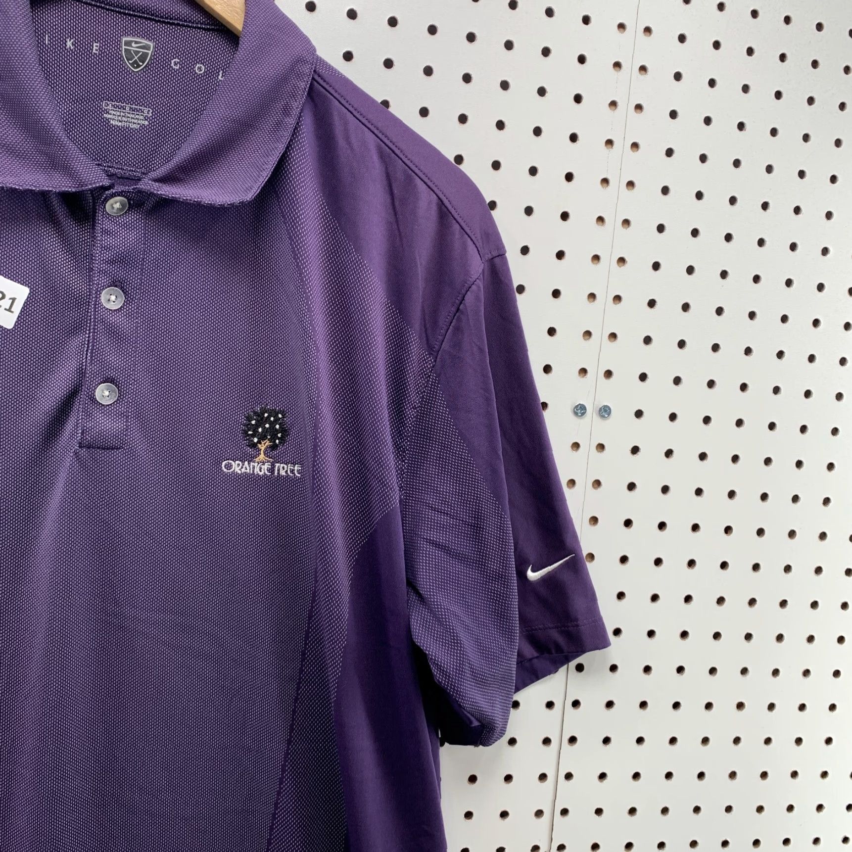 Nike Nike Dri-Fit Golf Polo Shirt Men Large Purple White Dots Orange Tree Short Sleeve Size US L / EU 52-54 / 3 - 3 Thumbnail