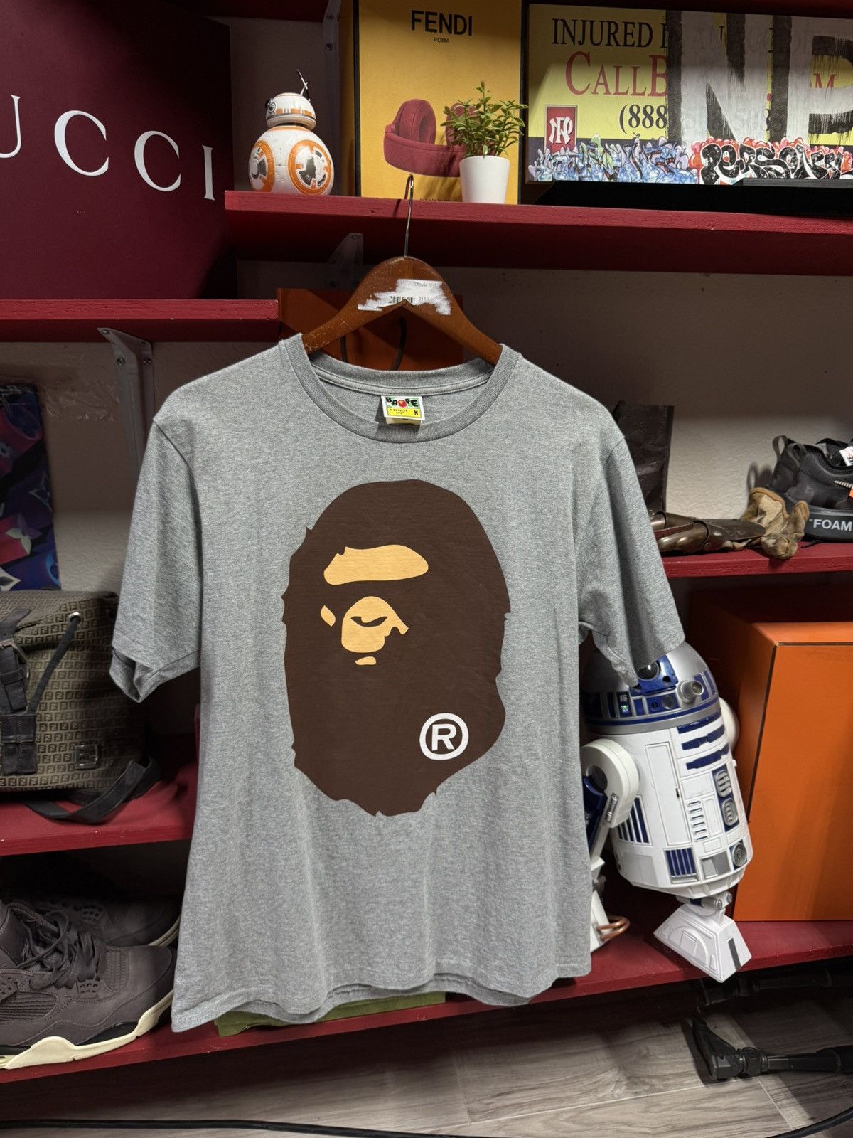 Bape Bape Head Grey T-Shirt A Bathing Ape Tee Size Fits Medium Size US M / EU 48-50 / 2 - 1 Thumbnail