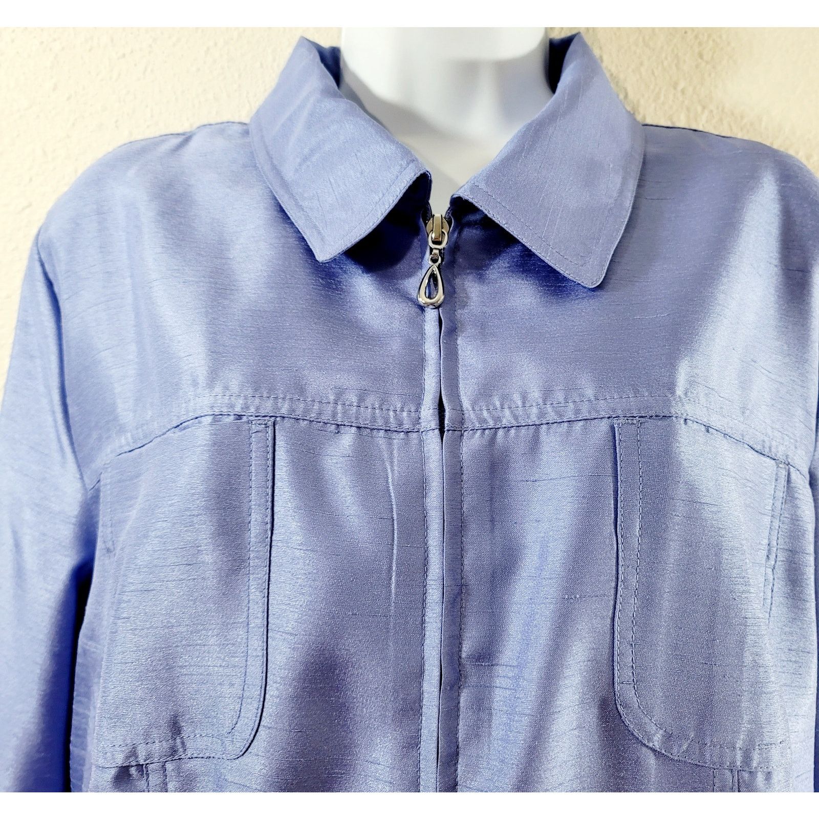 Other Draper's & Damon's Periwinkle Blue Purple Full Zip Blazer PL Size L / US 10 / IT 46 - 5 Thumbnail