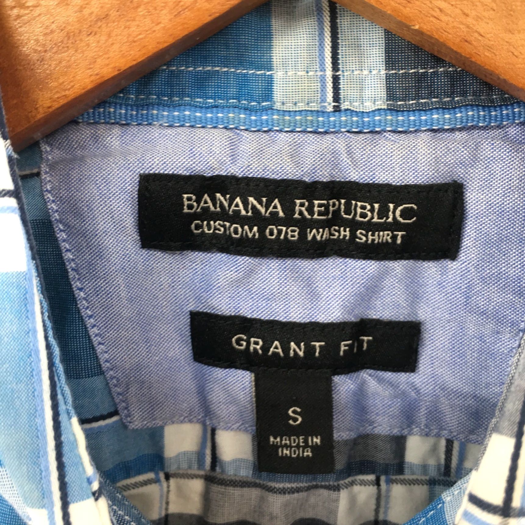 Banana Republic Banana Republic Button-Up Shirt Mens S Blue Plaid 078 Wash Grant Fit Classic Casual Shirt Size US S / EU 44-46 / 1 - 6 Thumbnail