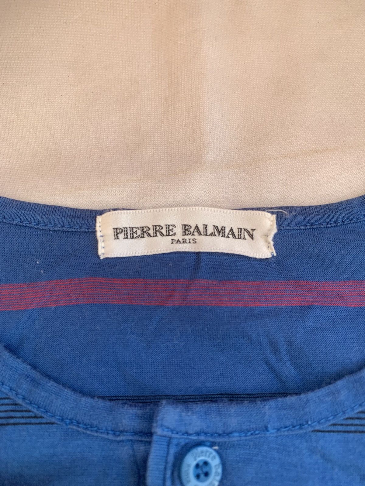 Balmain Vintage PIERRE BALMAIN Stripe Pocket Tee Shirt Size US M / EU 48-50 / 2 - 9 Thumbnail