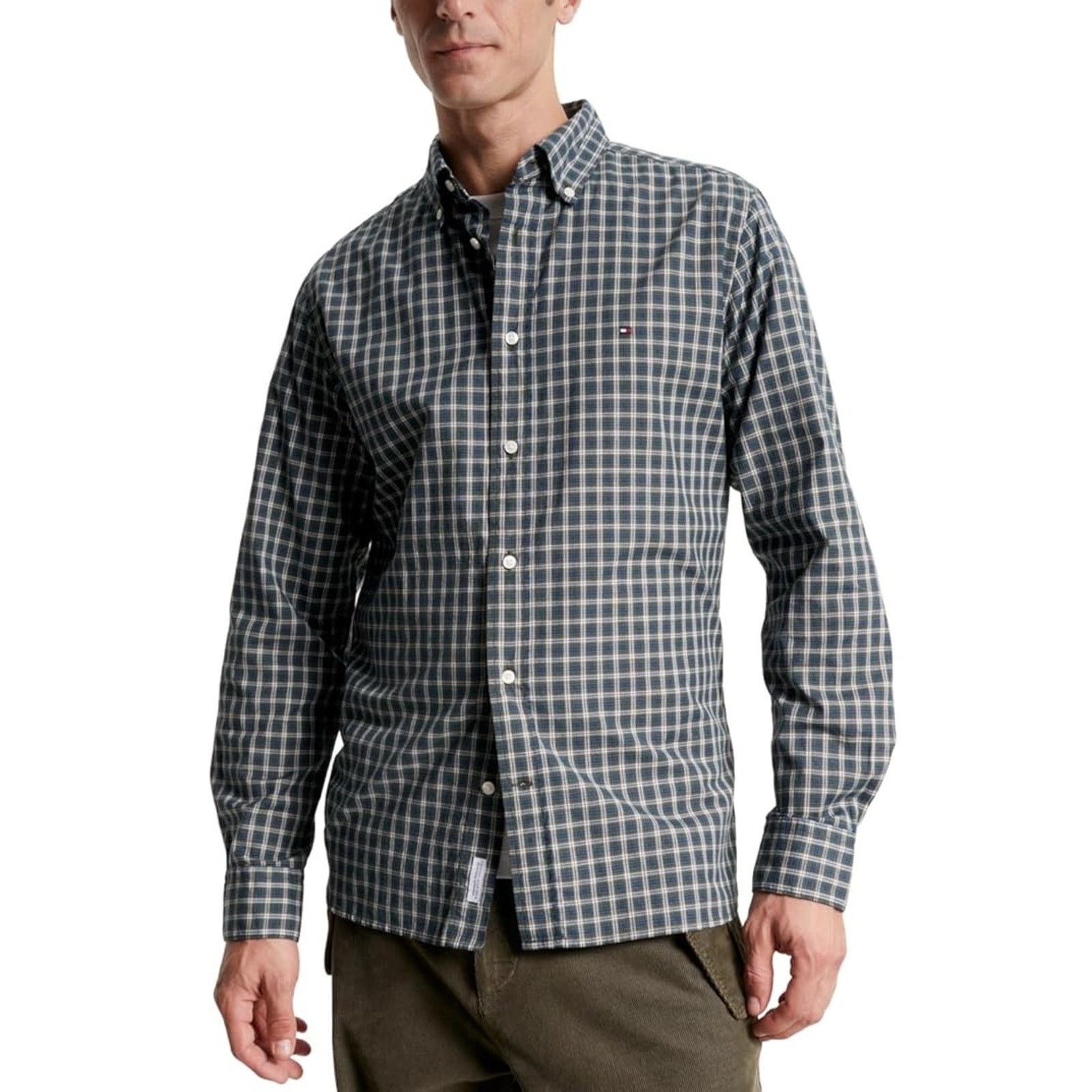 Tommy Hilfiger Tommy Hilfiger Men's Green Regular-Fit Button Shirt Size S Size US S / EU 44-46 / 1 - 1 Thumbnail