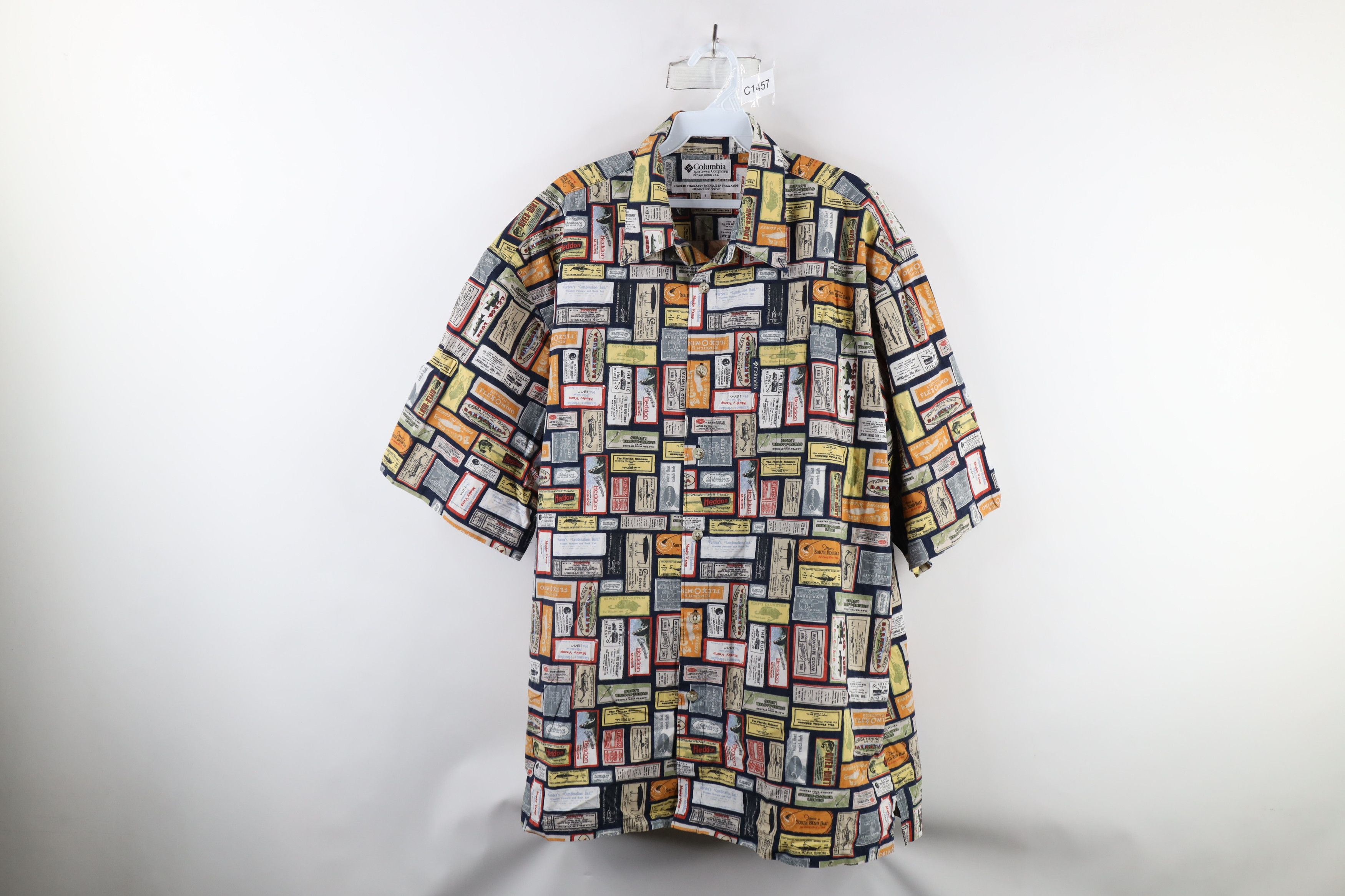 Columbia × Vintage Vintage 90s Columbia Over Print Short Sleeve Button Shirt Size US L / EU 52-54 / 3 - 1 Thumbnail