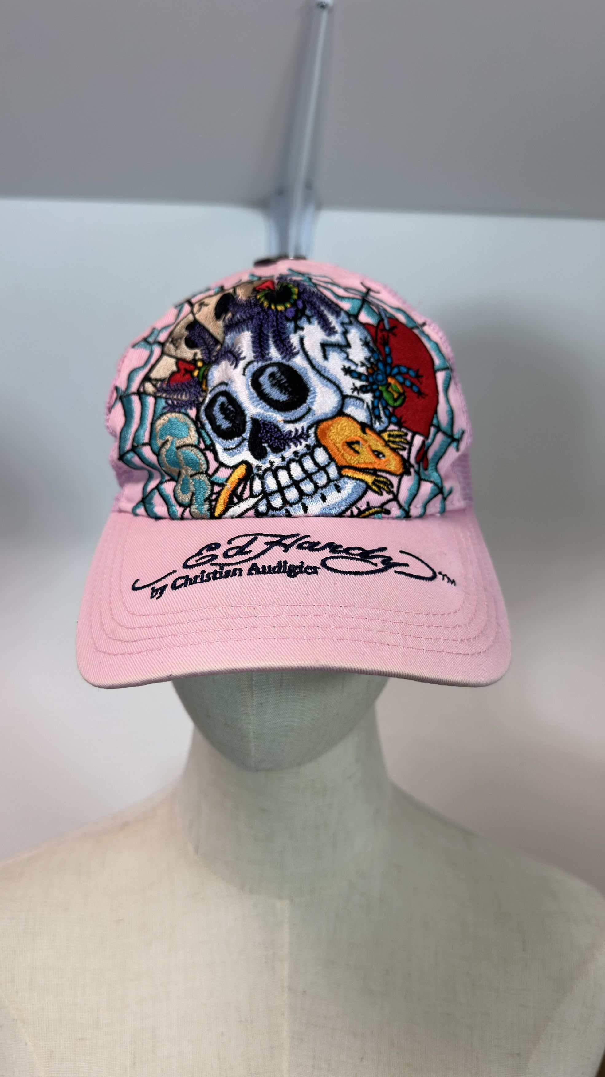 Ed Hardy Ed Hardy Christian Audigier Rhinestone Hat Skull Pink Size ONE SIZE - 3 Thumbnail