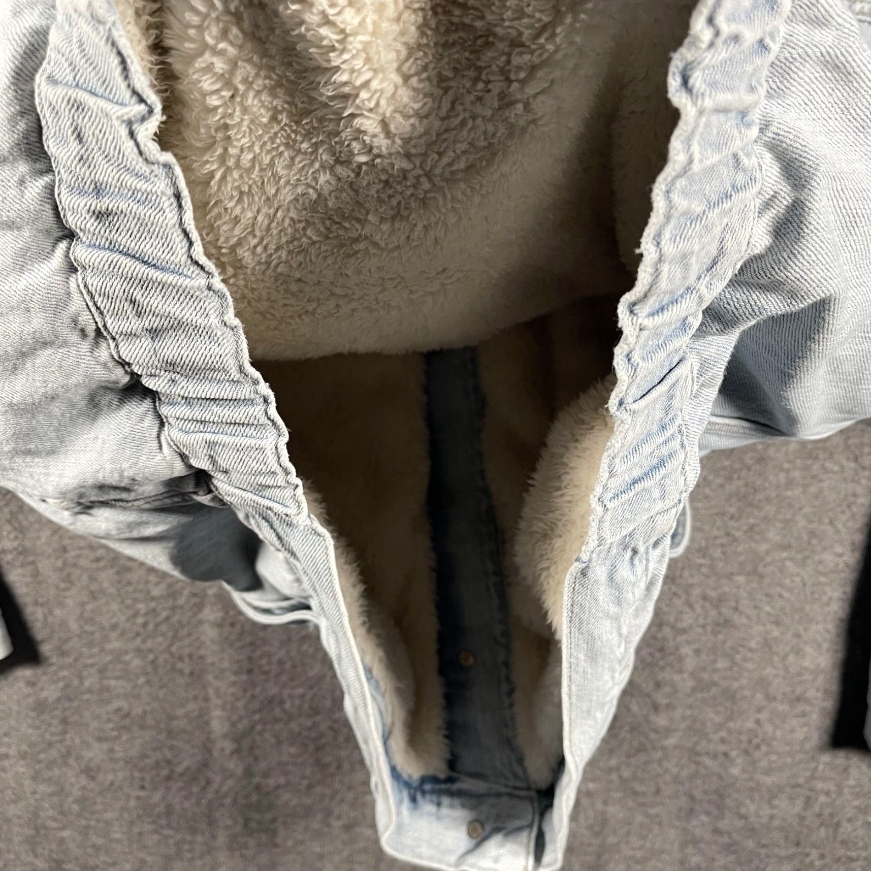 American Eagle Outfitters VINTAGE? No — American Eagle Outfitters Jacket Womens XL Blue Hooded Sherpa Lined Denim Bomber Size XL / US 12-14 / IT 48-50 - 7 Thumbnail