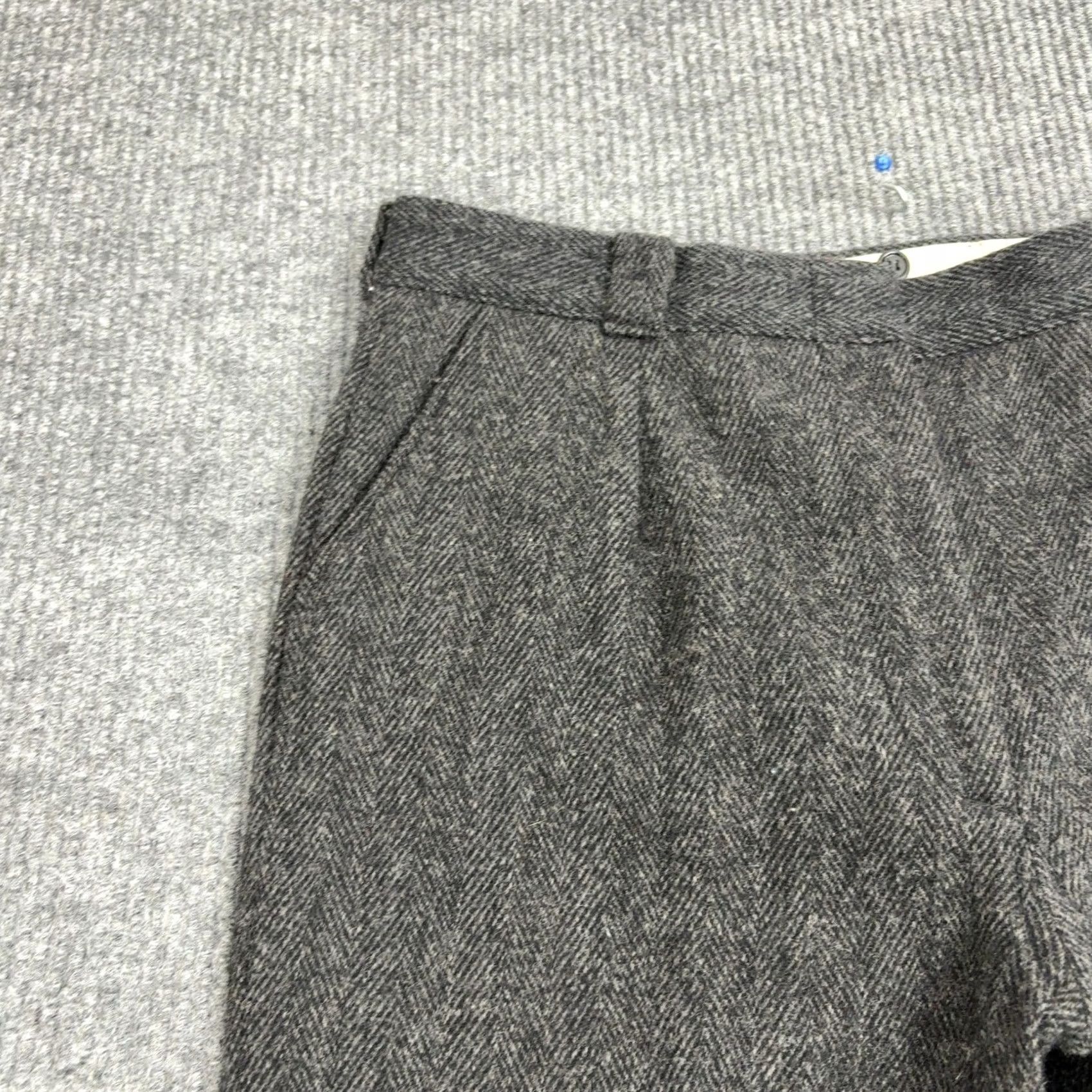 Vintage VINTAGE Woolrich Pants Mens 32 Grey Wool Herringbone Raw Hem Wide Leg Heritage Size US 32 / EU 48 - 3 Thumbnail