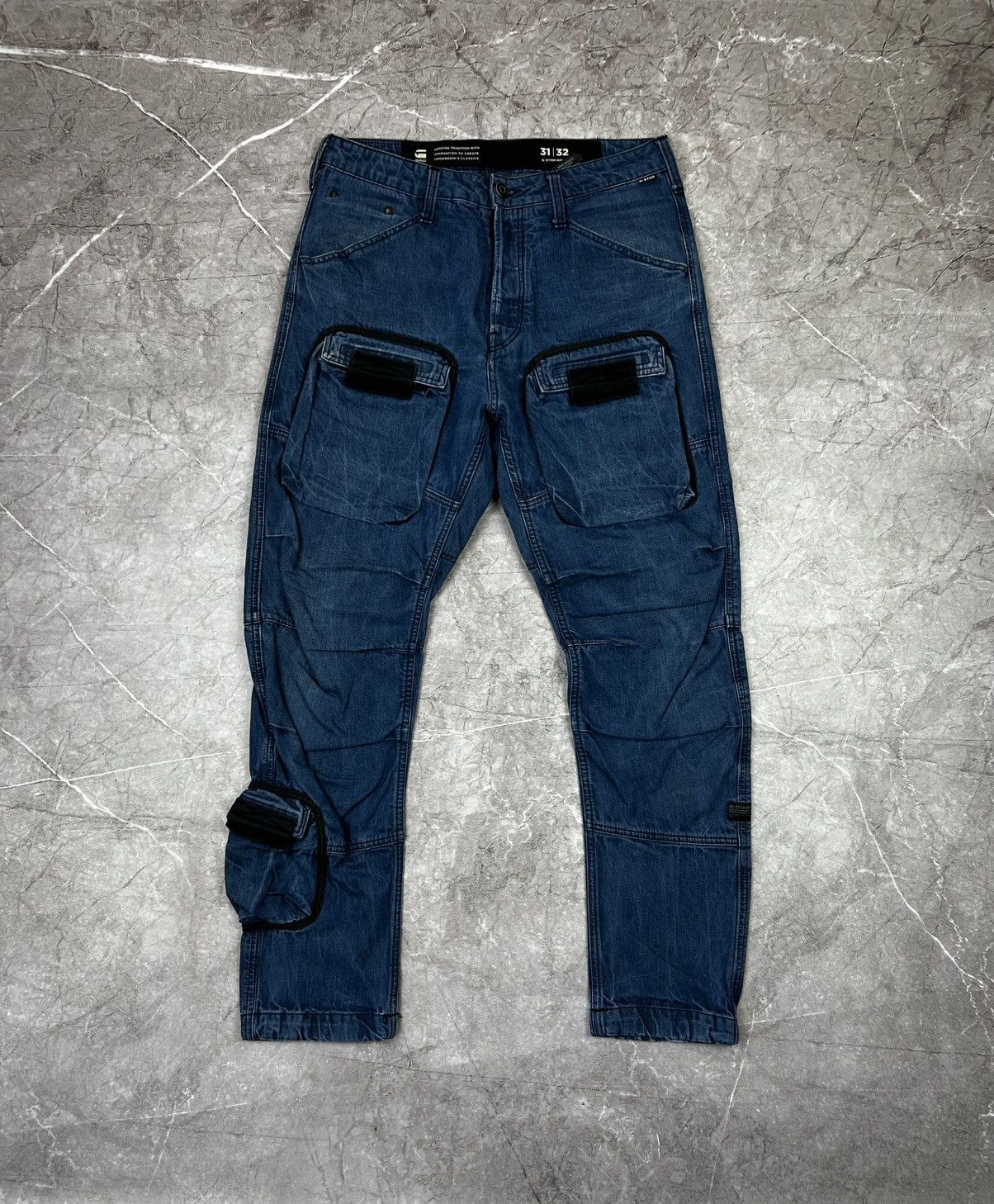 G-Star × Vintage G Star Raw Y2K distressed multi pocket jeans Size US 31 - 1 Thumbnail