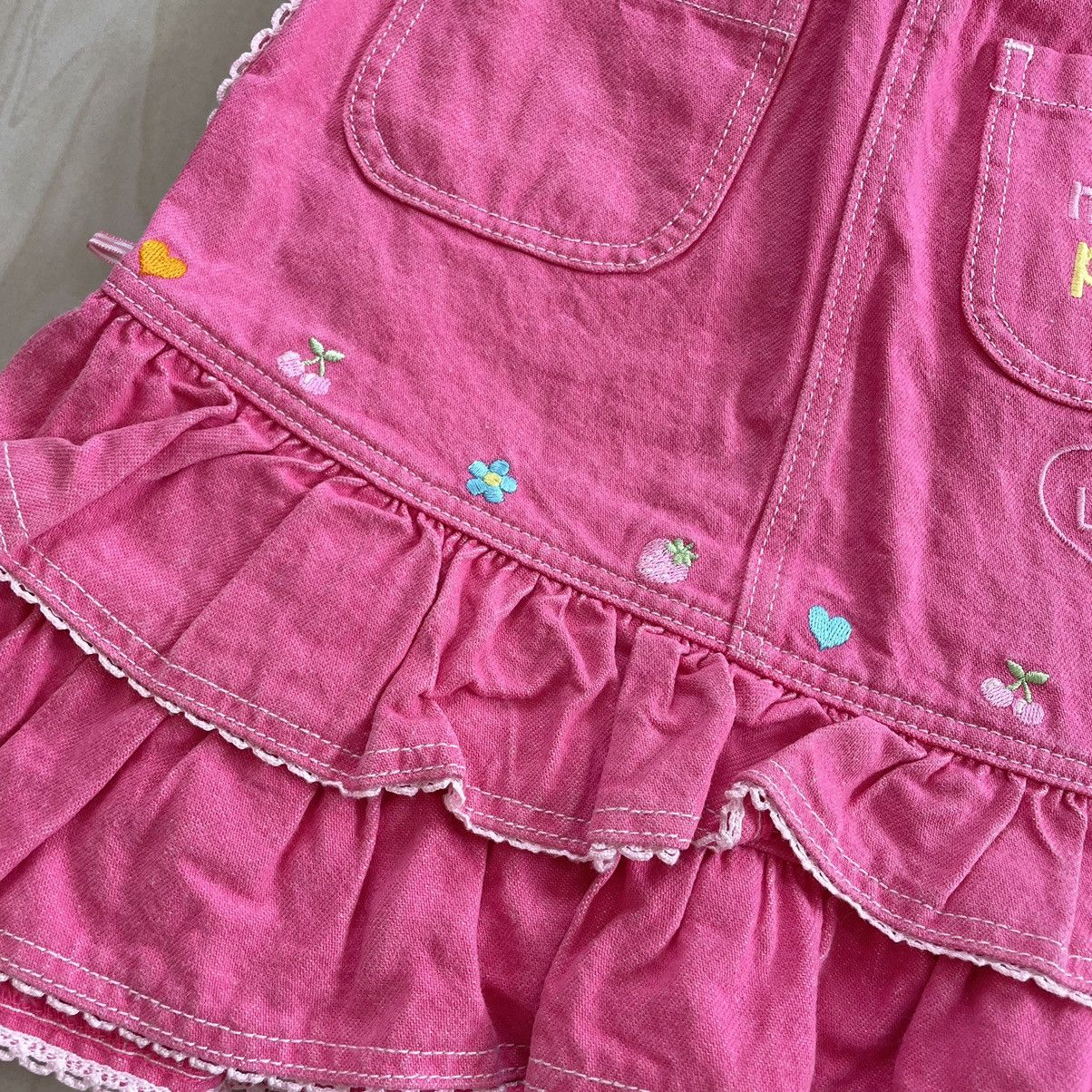 Japanese Brand Mezzo piano pink layered skirt decorated with bow Size 22" - 5 Thumbnail