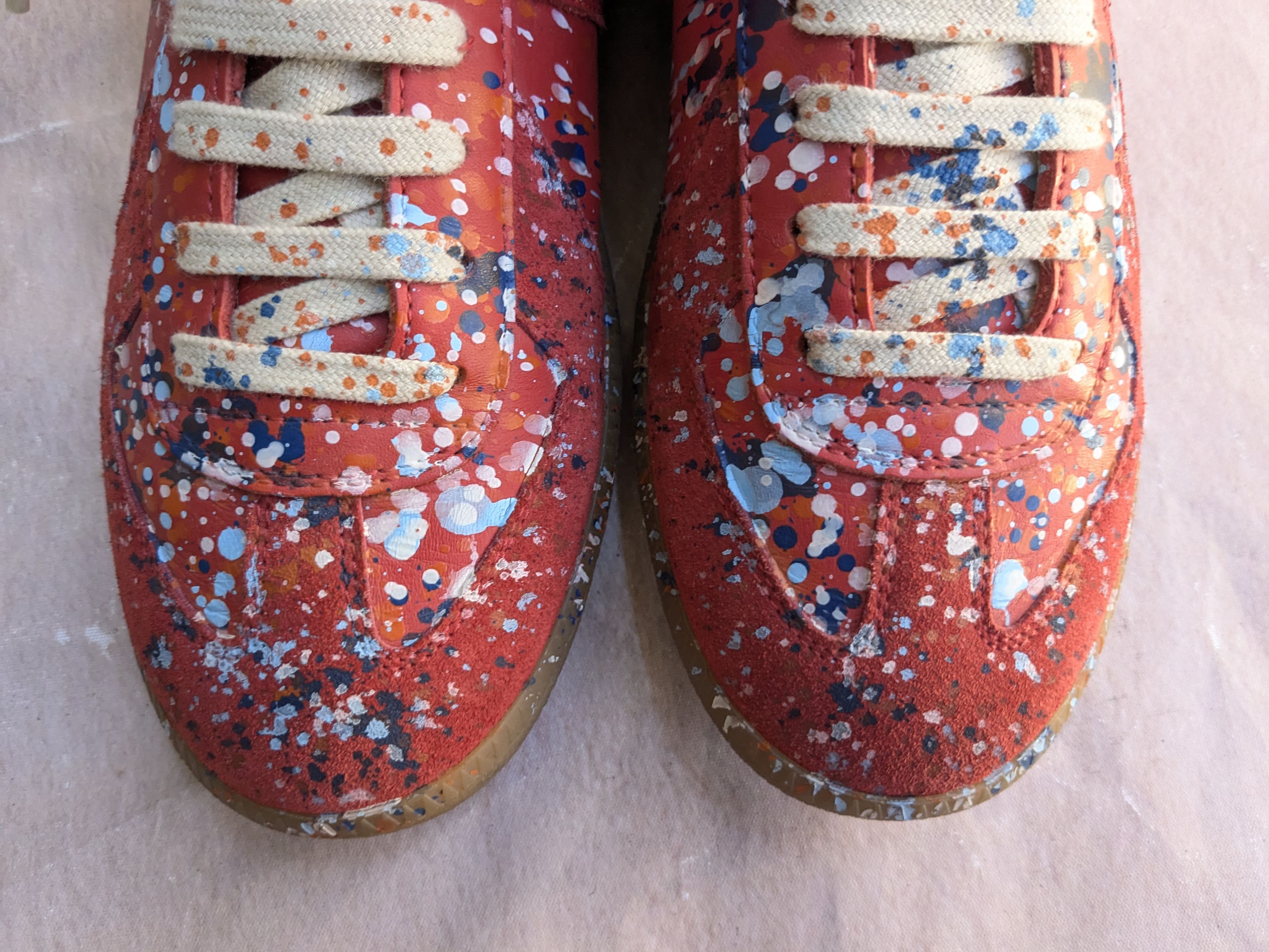 Maison Margiela Maison Margiela GAT Replica Red 9 42 Paint High Tops Size US 9 / EU 42 - 5 Thumbnail
