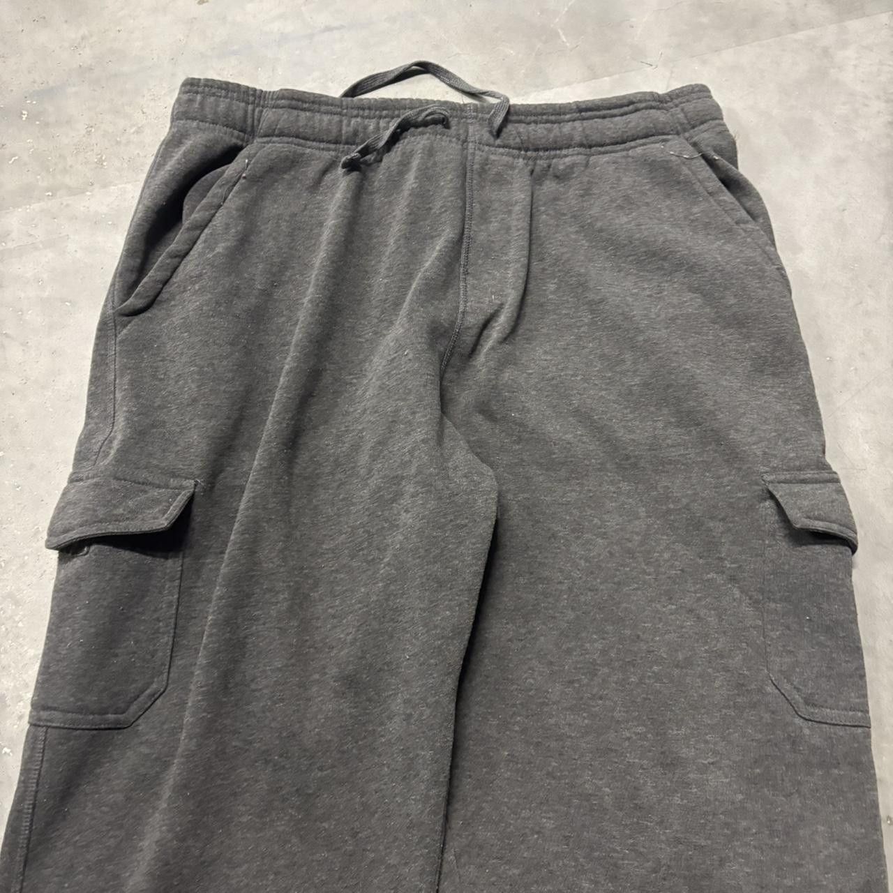 Japanese Brand × Vintage Crazy Vintage Y2K/2000s Baggy Dark Grey Streetwear Skater Cargo Sweatpants! Size US 34 / EU 50 - 4 Thumbnail
