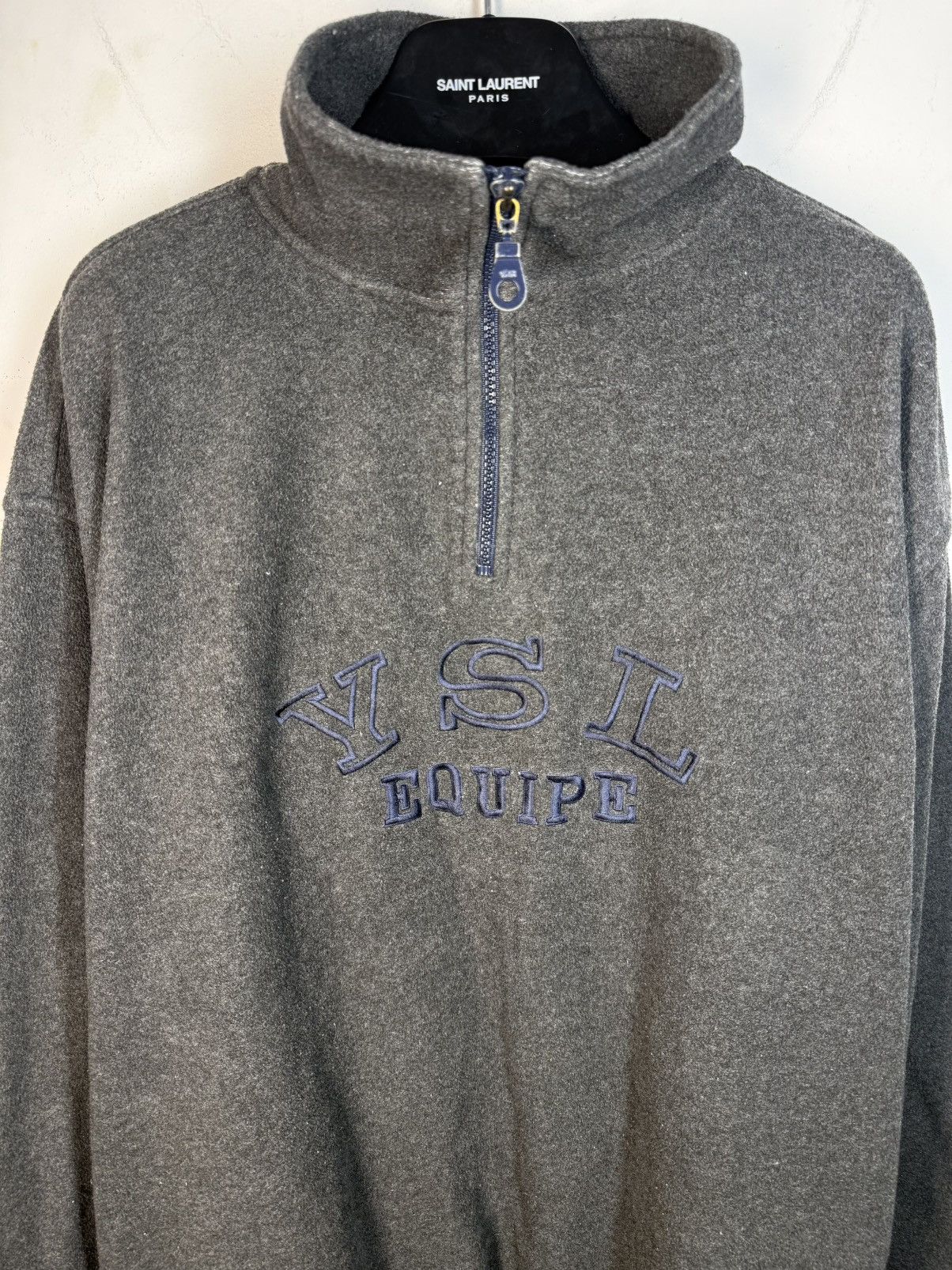 Yves Saint Laurent 90s Fleece YSL Sweatshirt Quarter Zip Vintage Yves Saint Size US XL / EU 56 / 4 - 17 Thumbnail