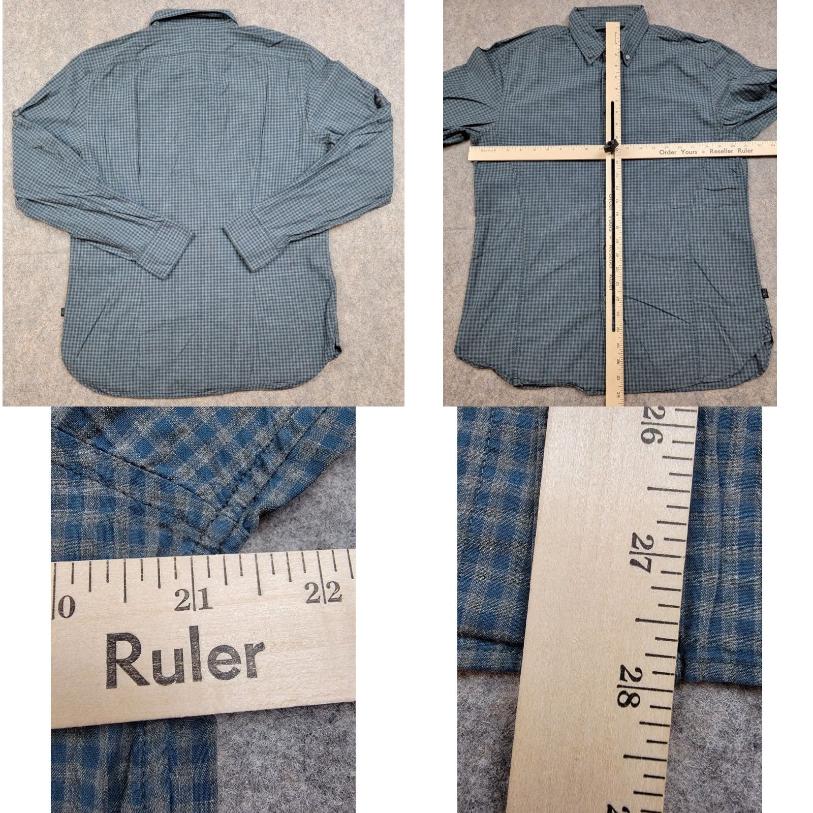 John Varvatos John Varvatos Shirt Mens Medium Blue Gray Check Button Up Casual Classic Preppy Size US M / EU 48-50 / 2 - 8 Thumbnail