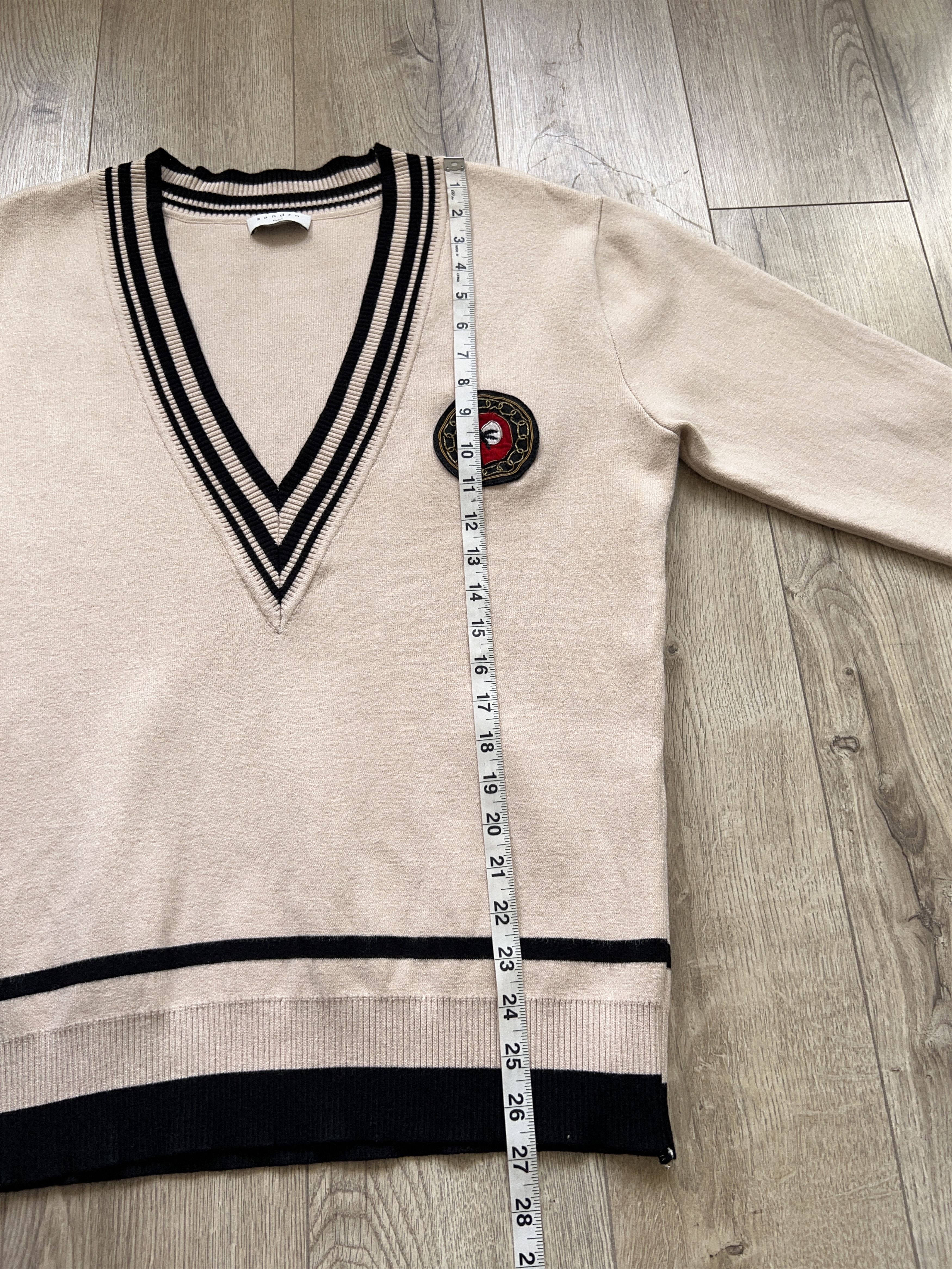 Designer × Sandro SANDRO Paris Palm Tree College Jumper V Neck Size 1 S Size S / US 4 / IT 40 - 11 Thumbnail