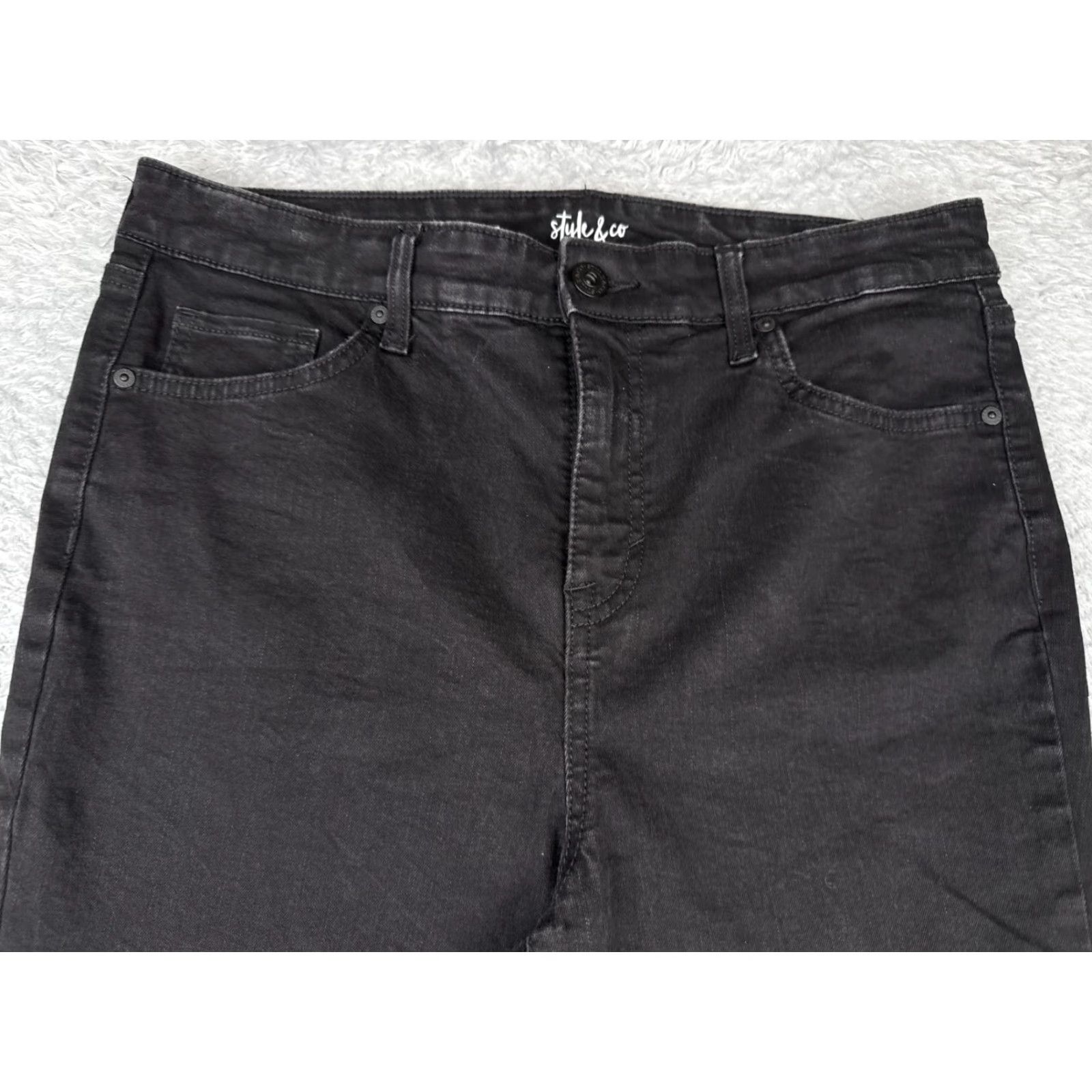 Vintage Style&co Jeans Womens 12 Black Denim Ankle High Rise Tapered Skinny 32x28 Size 34" / US 12 / IT 48 - 4 Thumbnail