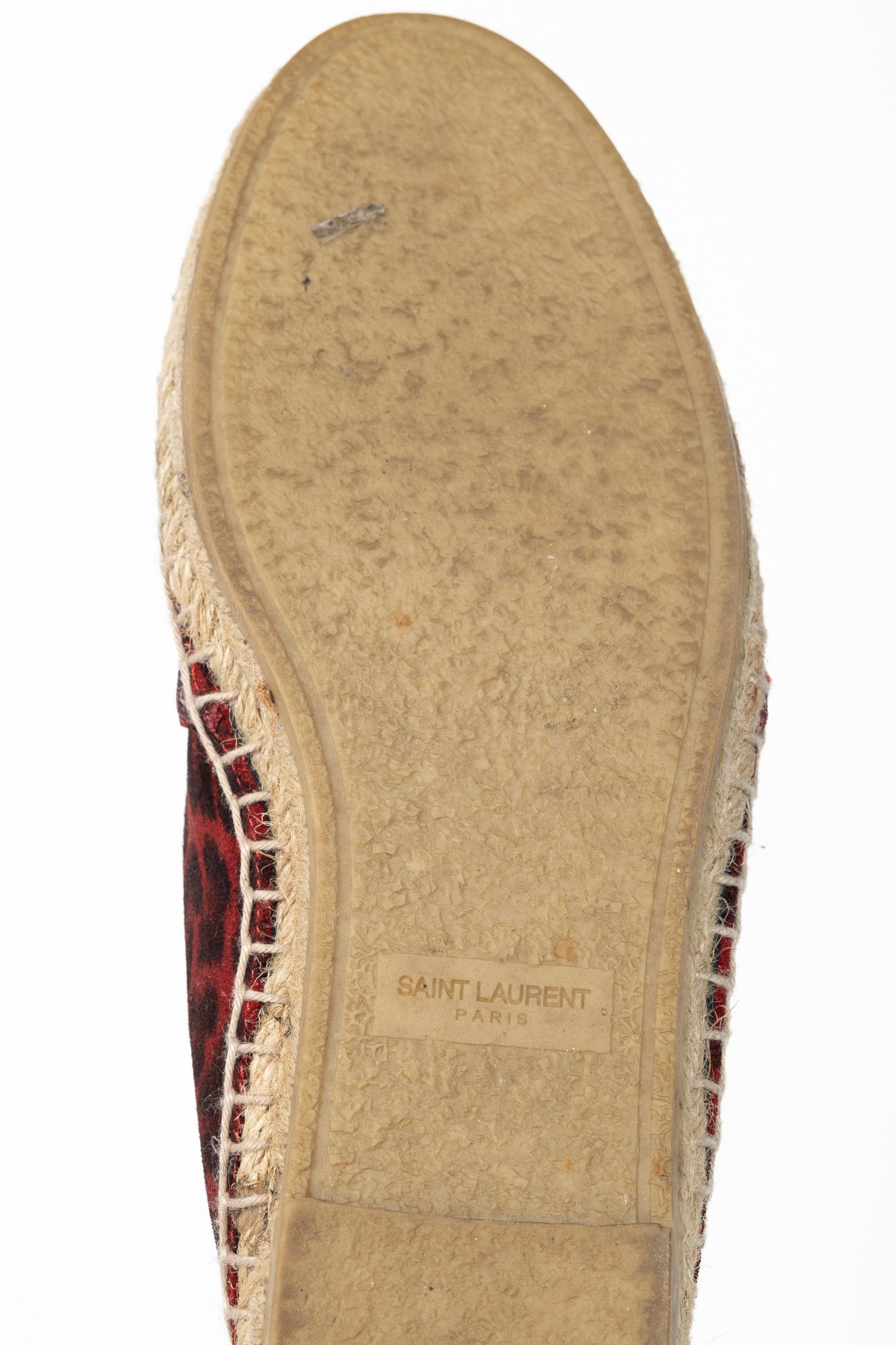 Saint Laurent Paris Saint Laurent Red Leopard Suede Flat Espadrilles Size US 4 / IT 34 - 5 Thumbnail