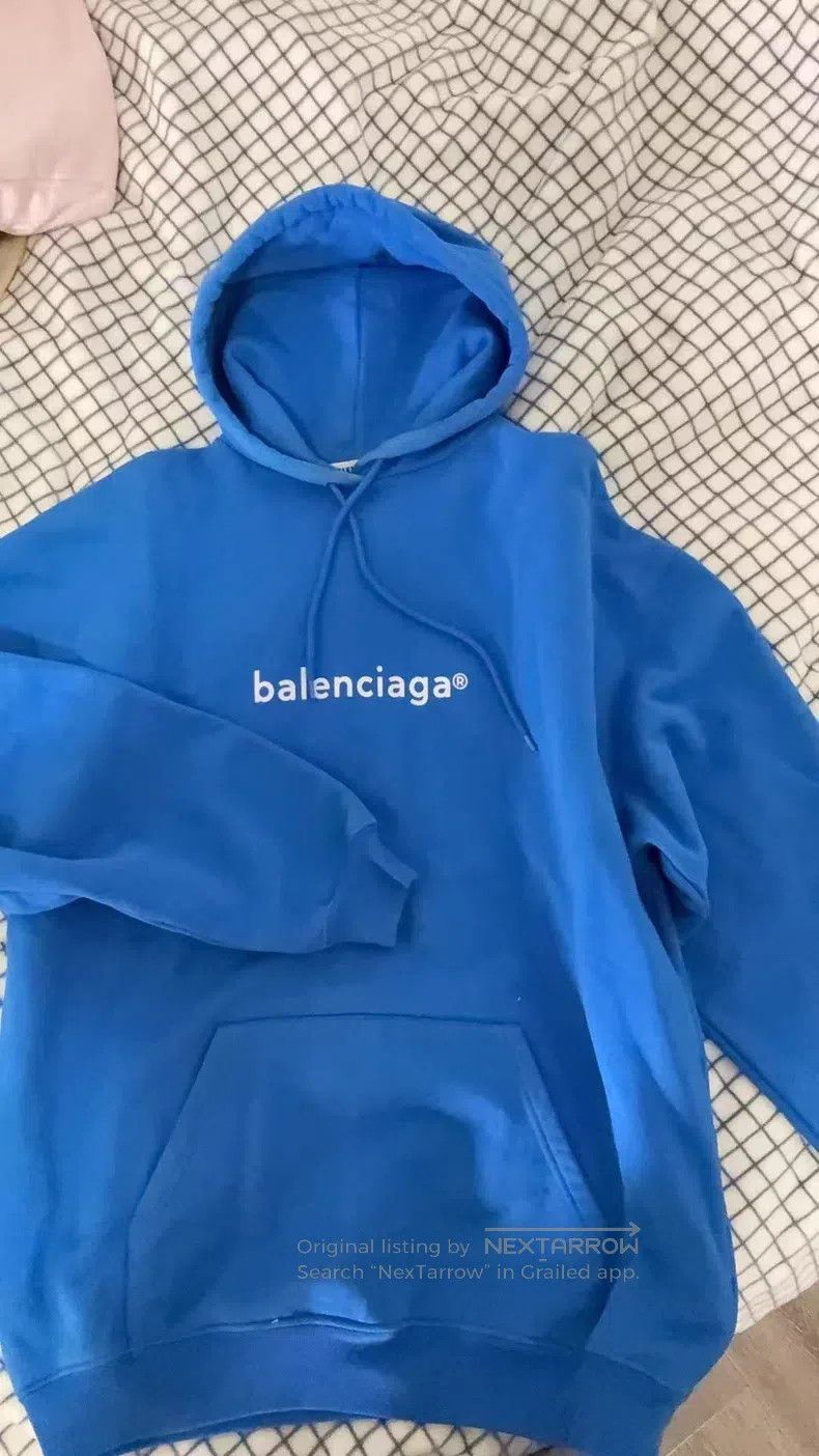 Balenciaga Balenciaga Blue Hooded Sweatshirt Size US S / EU 44-46 / 1 - 1 Thumbnail