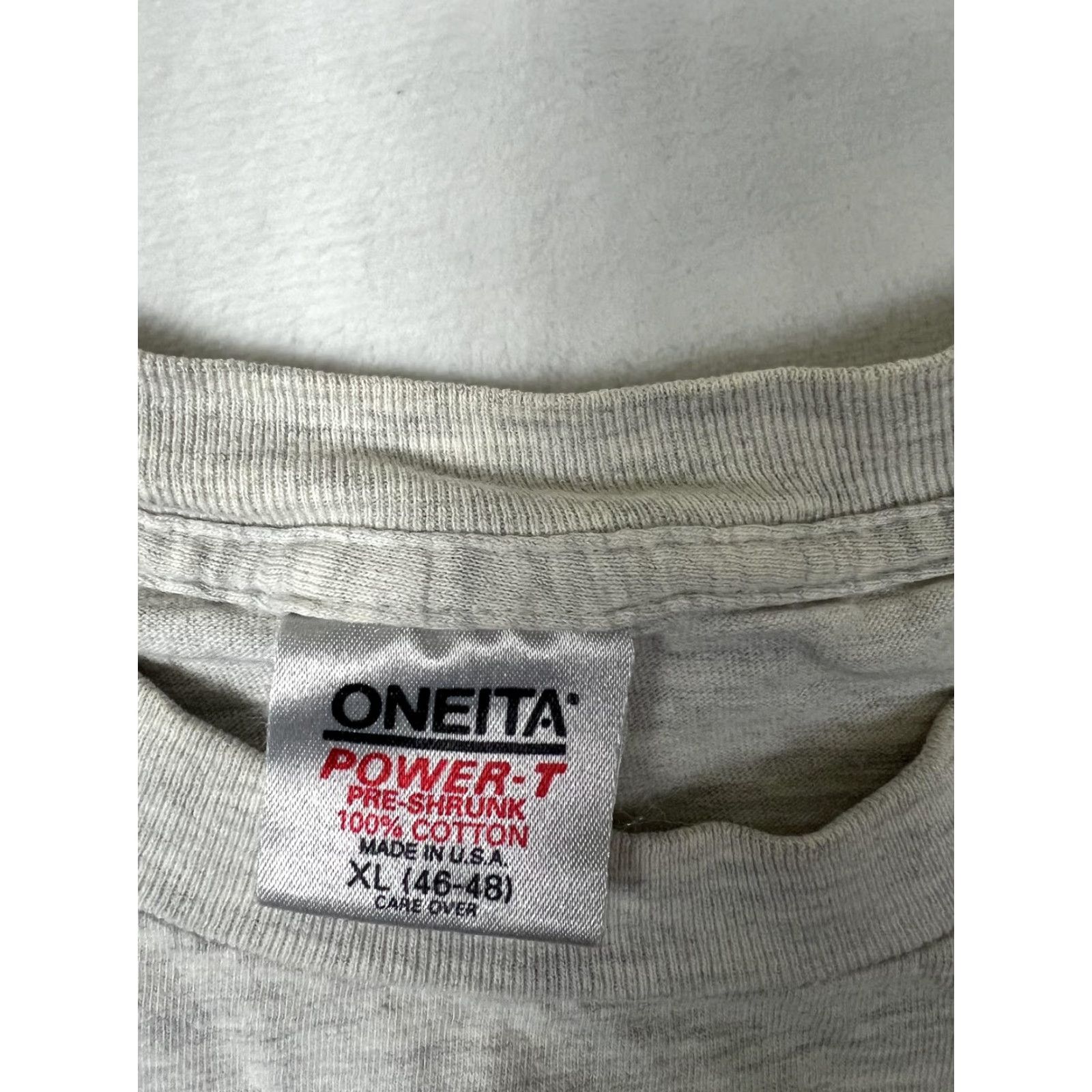 Vintage VINTAGE Oneita USA Flag Patriotic T-Shirt Mens XL Gray Short Sleeve Crew Neck Graphic Print 1991 Size US XL / EU 56 / 4 - 5 Thumbnail