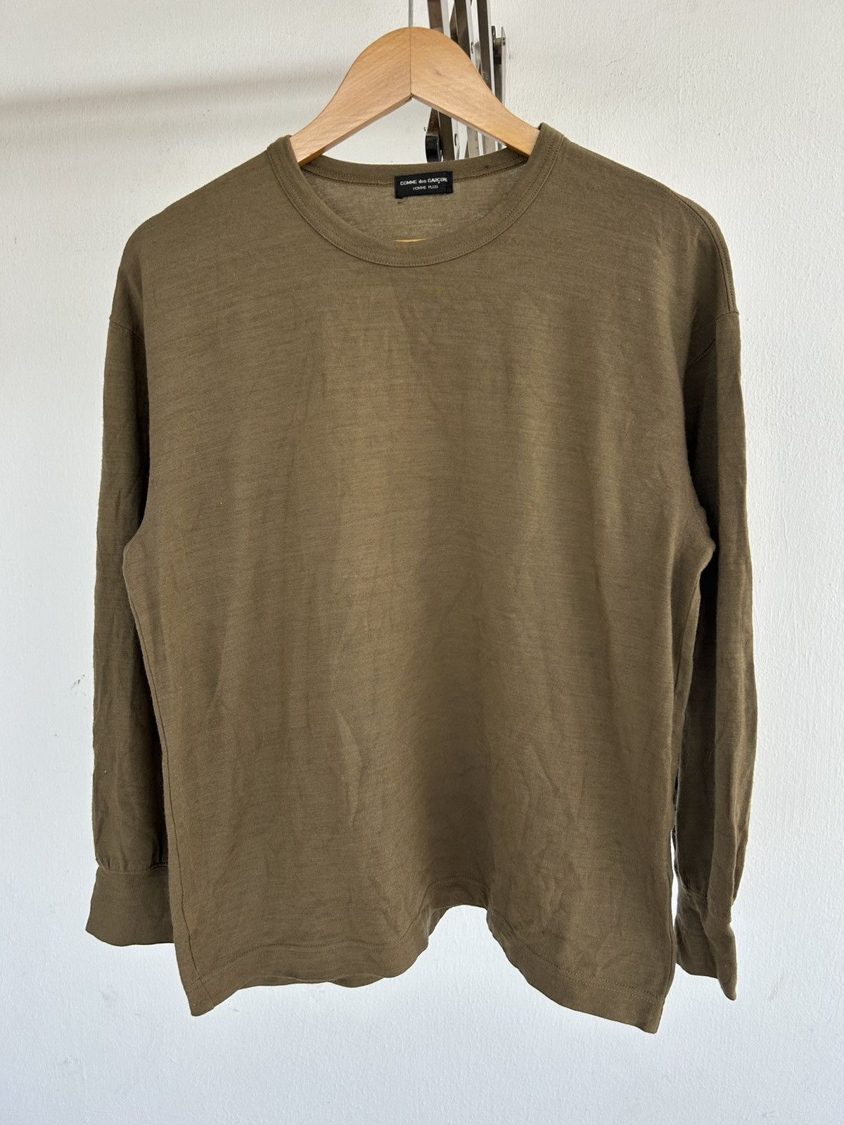 Comme des Garcons Homme Plus CDGH+ Plain Army Green Longsleeve Wool Size US M / EU 48-50 / 2 - 1 Thumbnail
