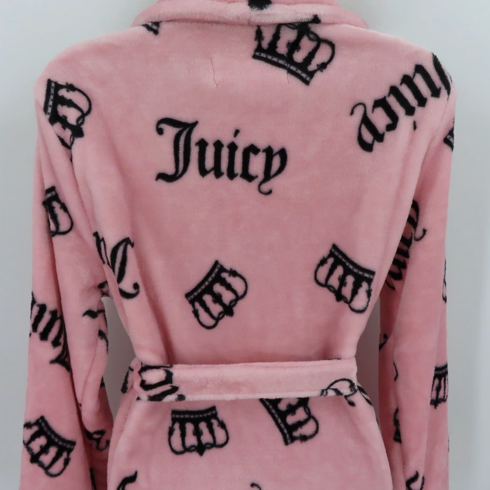 Juicy Couture Juicy Couture Robe Womens S/M Pink Black Crown Plush Bathrobe NEW Size ONE SIZE - 5 Thumbnail