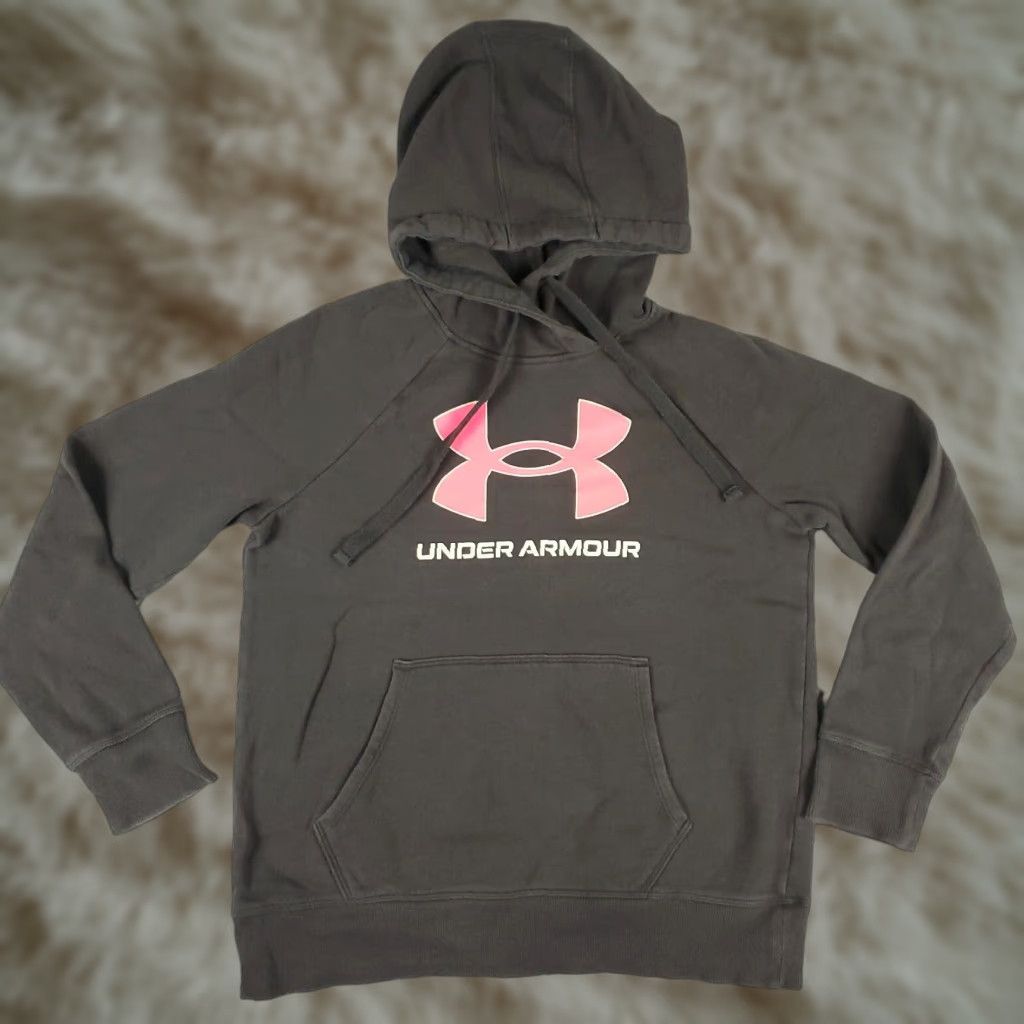 Under Armour Under Armour Hoodie Womens Small Gray Pullover Sweatshirt Mock Neck Pocket Logo Activewear, Casual, Workwear Womens S Gray Pullover Hoodie Size S / US 4 / IT 40 - 1 Thumbnail