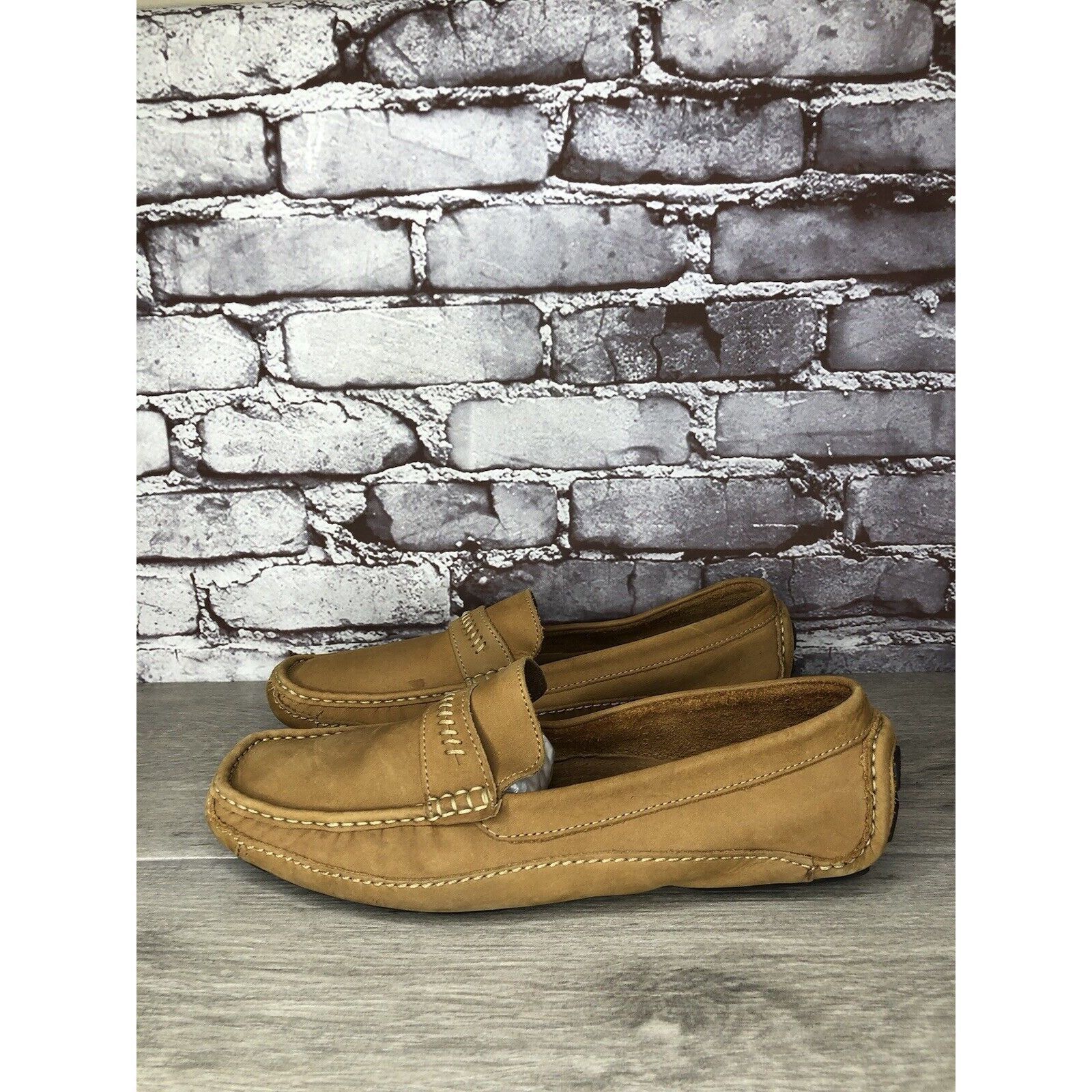Clarks Clarks England Tan Nubuck Leather Slip On Driving Loafers Sh Size US 11 / EU 44 - 21 Thumbnail