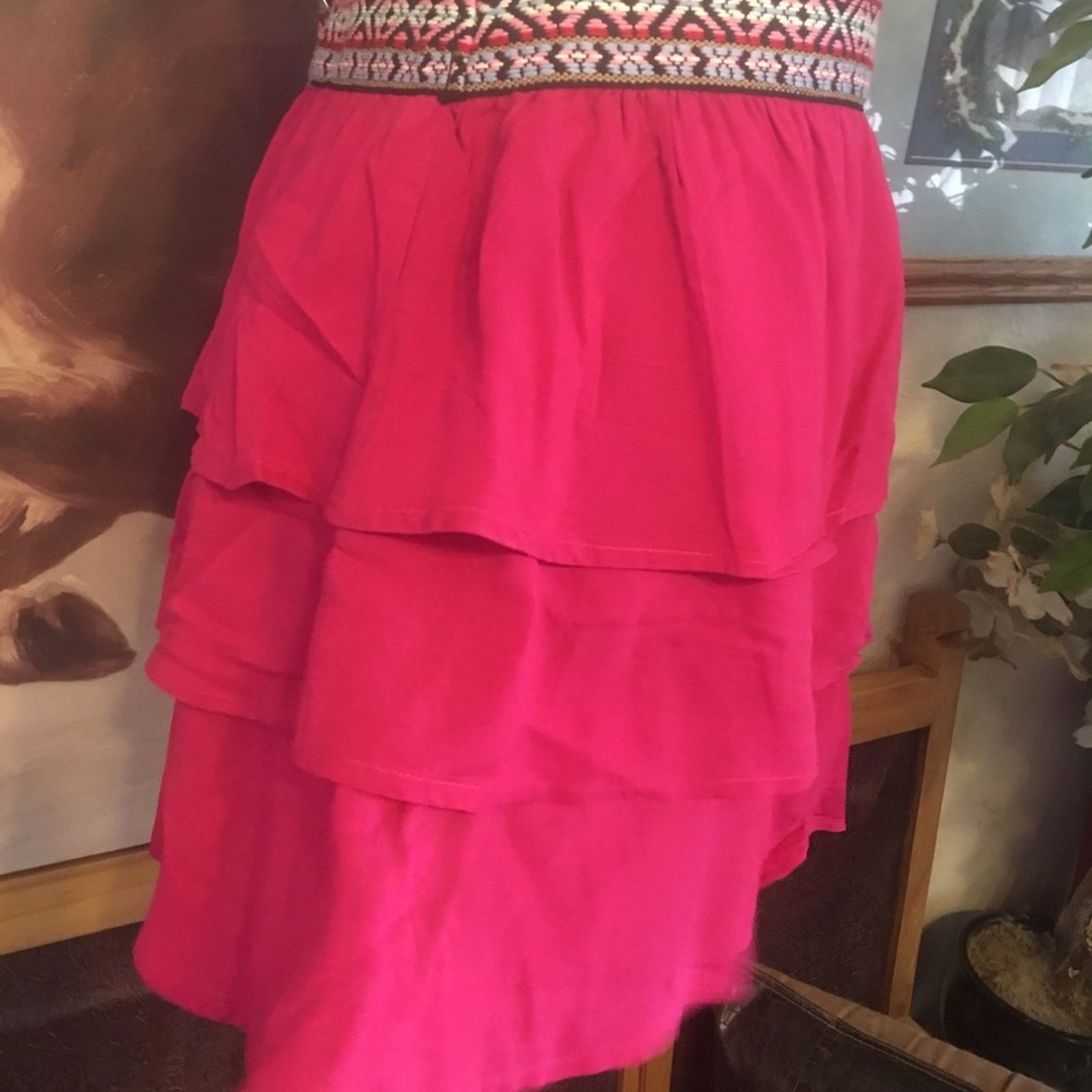 Other Tobi mini pink ruffle embroidered waist skirt NWT Size 32" / US 10 / IT 46 - 5 Thumbnail
