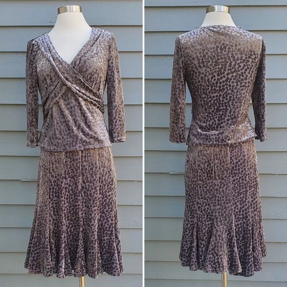 Joseph Ribkoff Vintage 90s y2k Joseph Ribkoff Gray Animal Print Velvet Stre Size 28" / US 6 / IT 42 - 2 Thumbnail