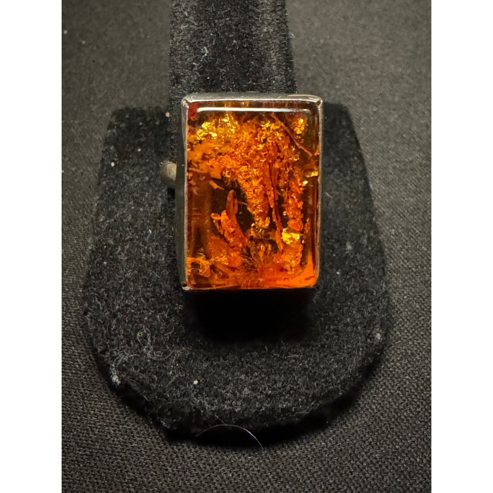 Other 925 Sterling Silver Vintage Amber Square Ring Size 9 Size ONE SIZE - 2 Thumbnail