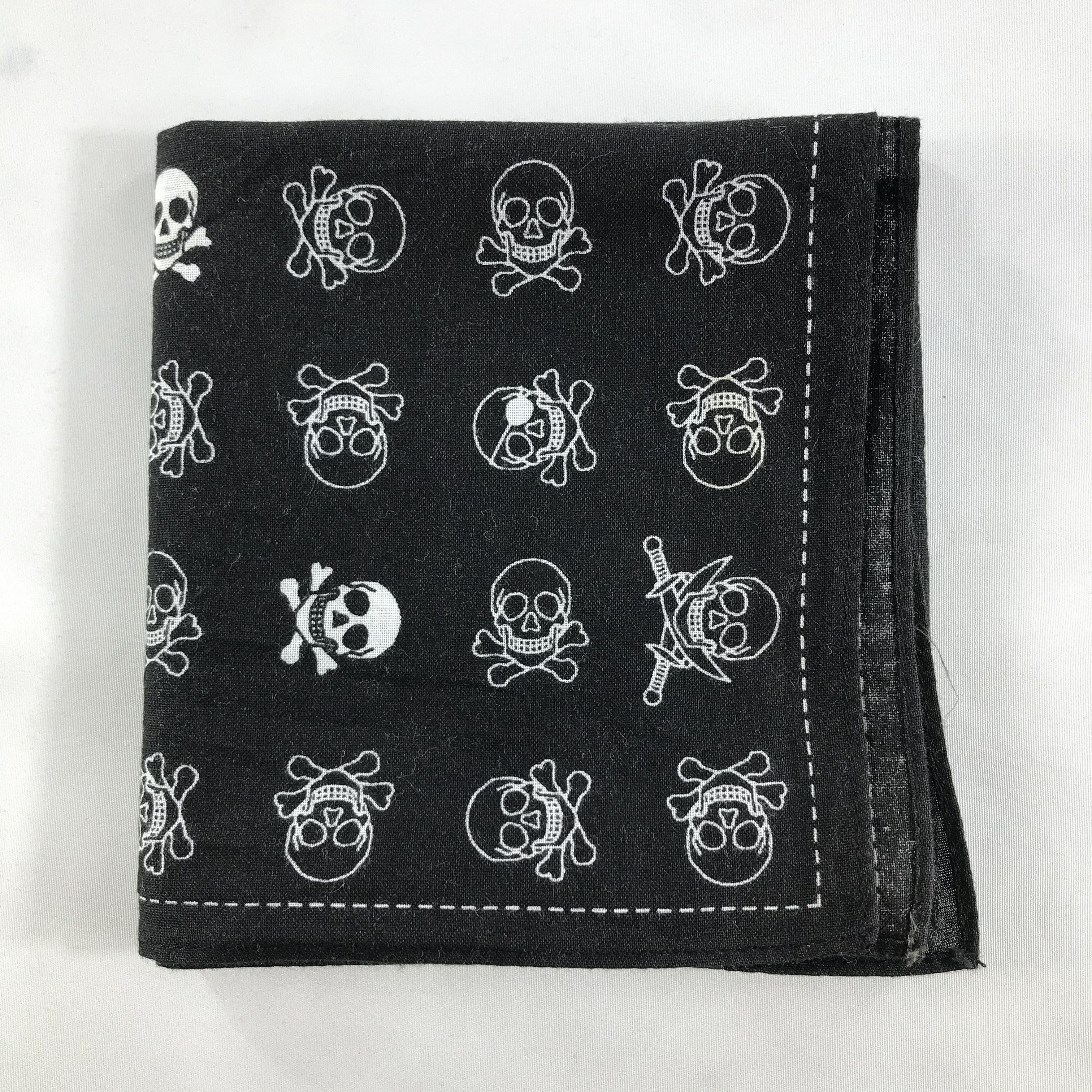 Vintage Skull Bandana / Handkerchief / Neckerchief - S1799 Size ONE SIZE - 3 Thumbnail