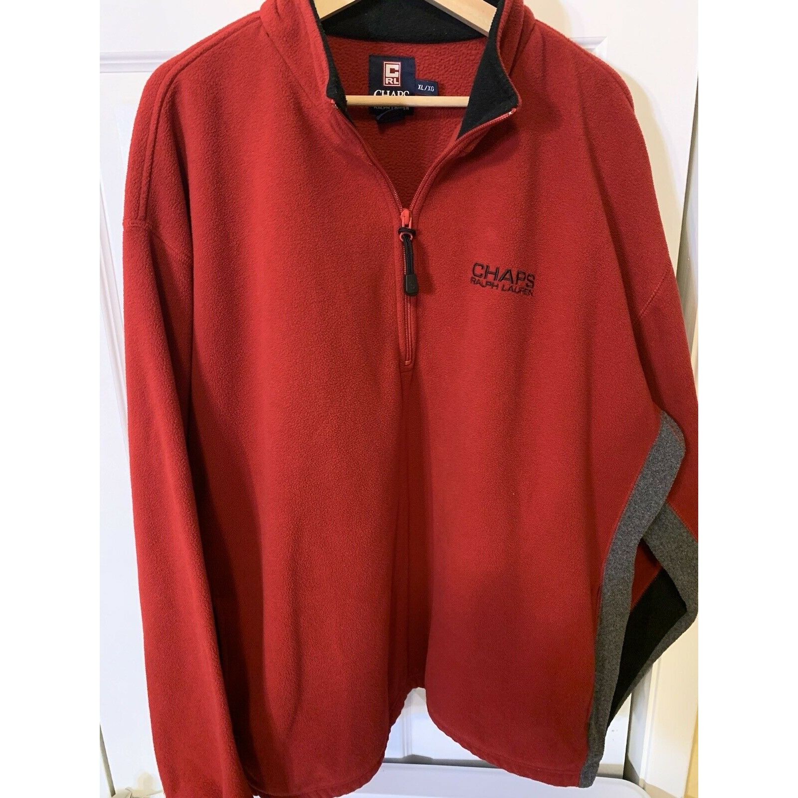 Chaps Vtg Chaps Ralph Lauren Fleece 1/2 Zip Red Gray Black Sweater Size US XL / EU 56 / 4 - 1 Thumbnail