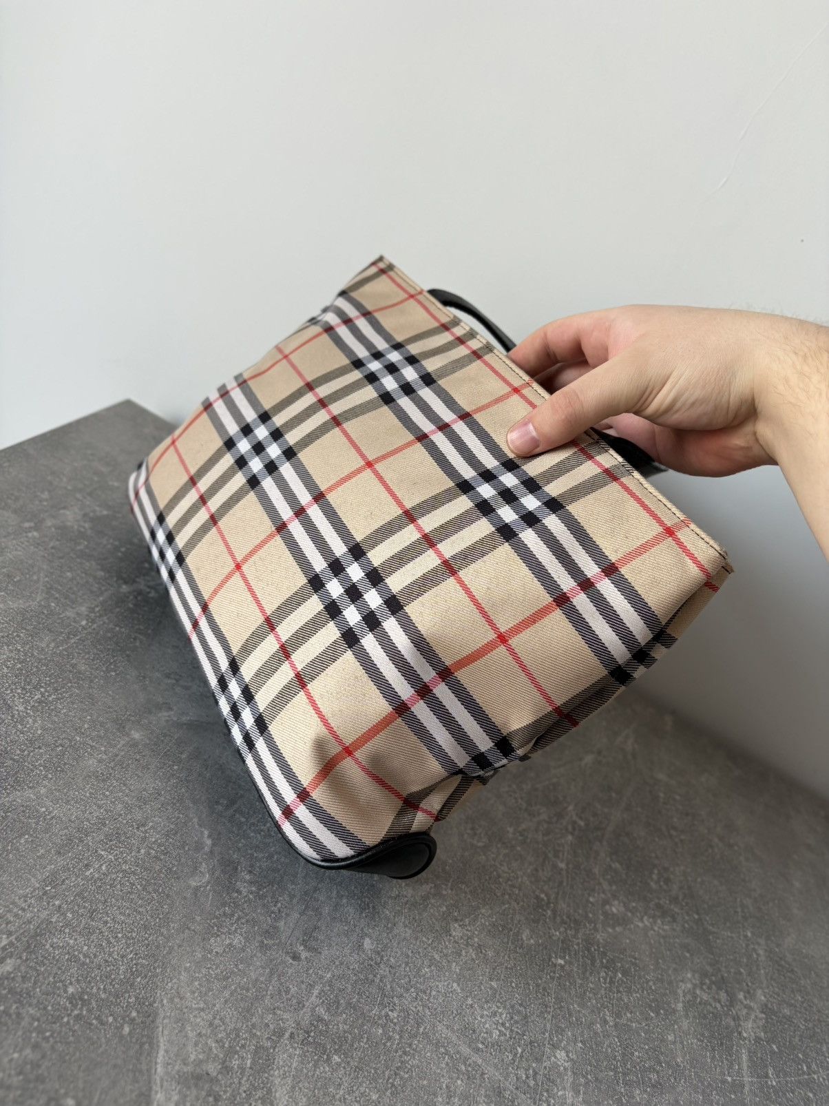 Burberry Rare Burberry Blue Label Tote Nova Check Beige Canvas Bag Size ONE SIZE - 3 Thumbnail