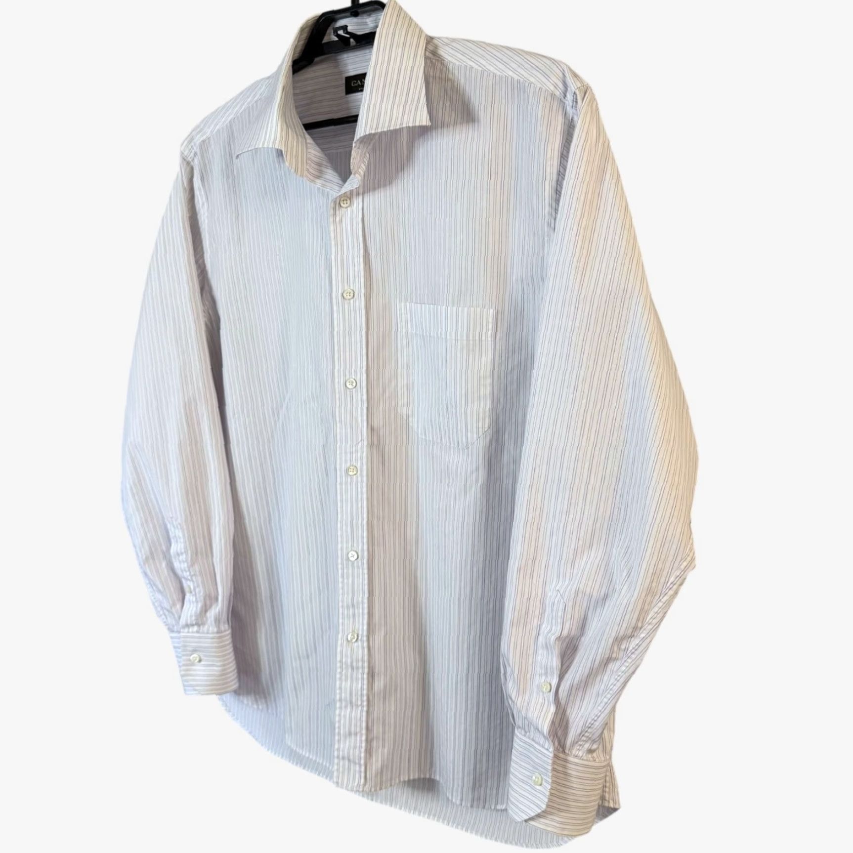 Canali VINTAGE Canali Striped Dress Shirt White Men's XL 100% Cotton Business Formal Modern Size 46R - 2 Thumbnail
