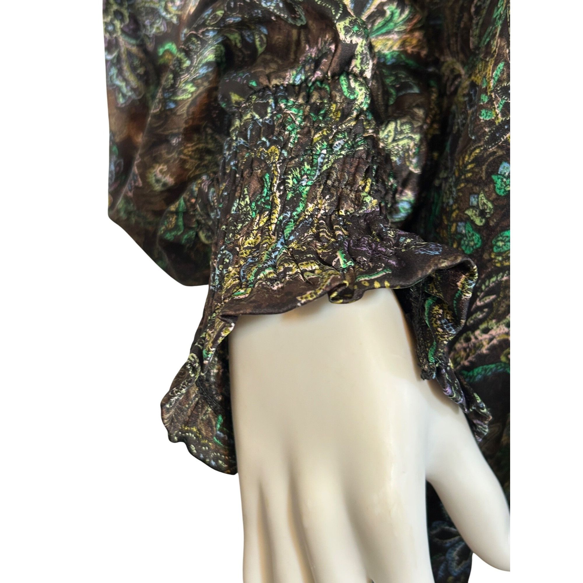 Other Pleione Women’s Blouse M Long Puff Sleeve Paisley Floral Bro Size M / US 6-8 / IT 42-44 - 12 Thumbnail