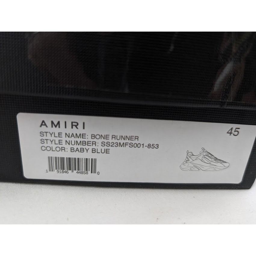 Amiri o1rshd1 Bone Runner Low-Top Sneakers in Baby Blue Size US 12 / EU 45 - 23 Thumbnail