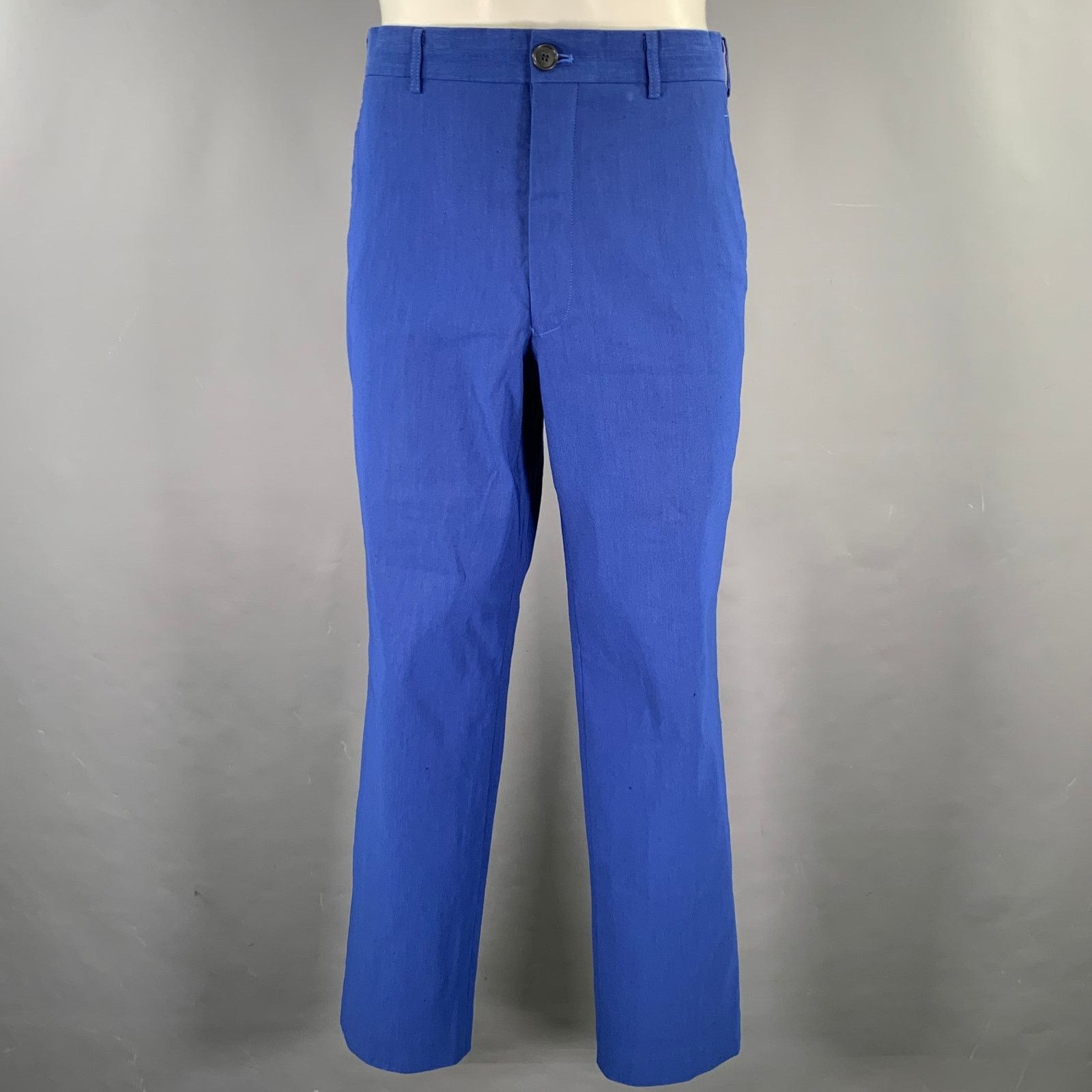 Comme des Garcons Homme Plus Size M Blue Linen Notch Lapel Suit Size 40R - 6 Thumbnail