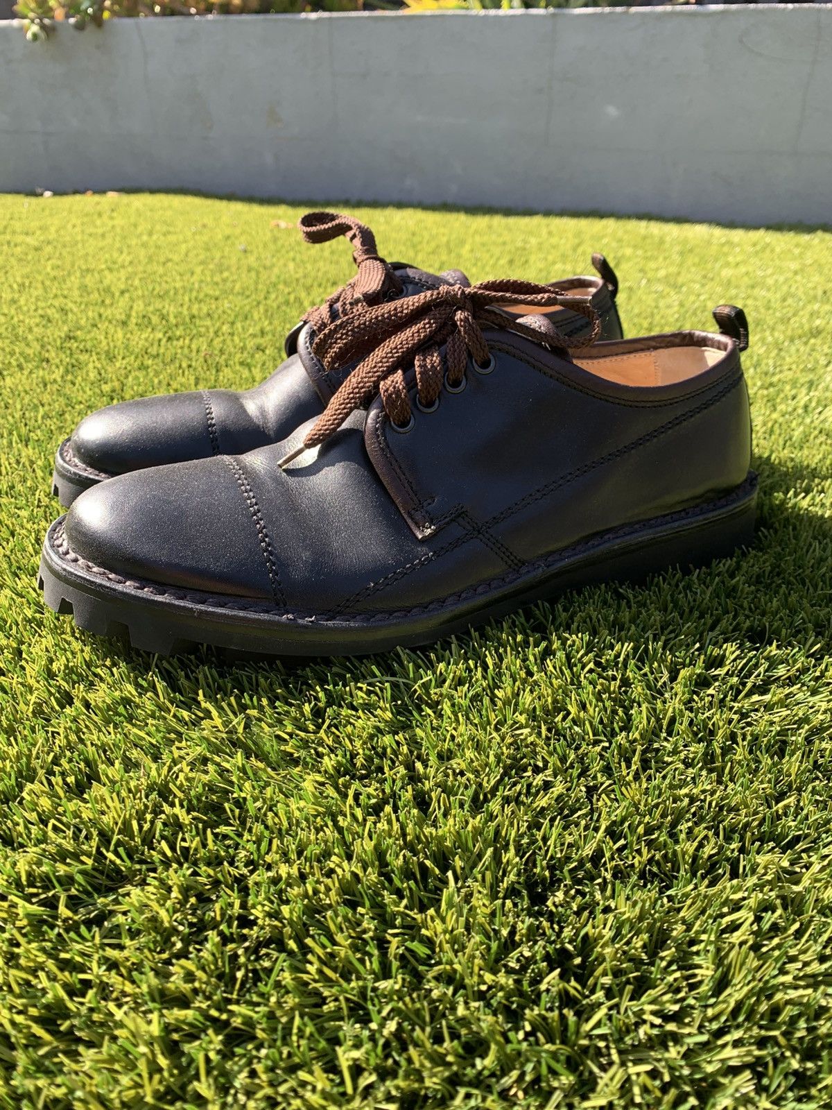 Miu Miu Rare Vintage 90’s Miu Miu Men Black Leather Laced Derby Shoe Size US 11 / EU 44 - 1 Thumbnail