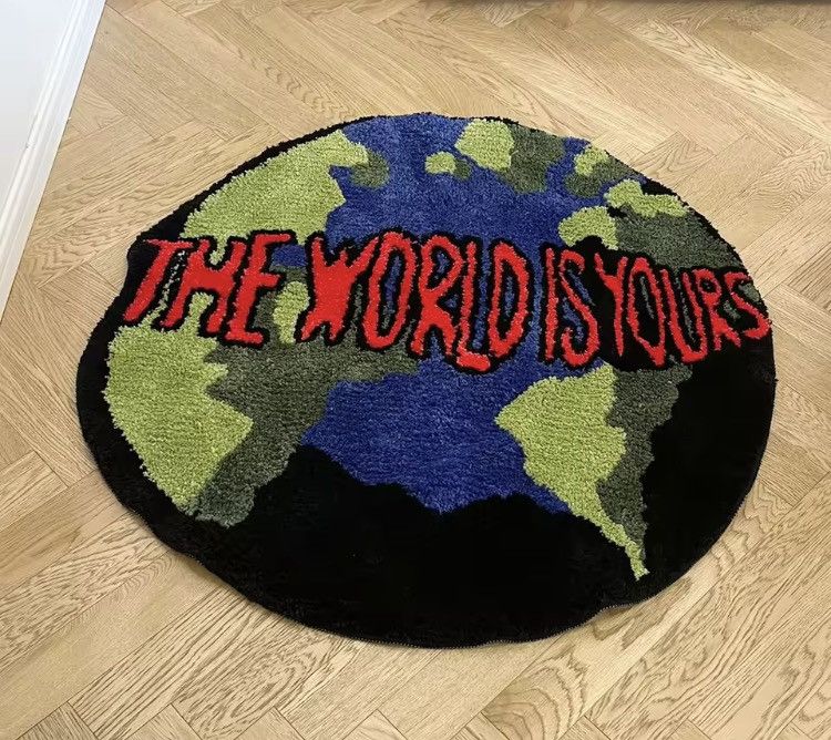 Japanese Brand Custom "Floor Art" Acrylic Tufted Rug – 90x90cm Size ONE SIZE - 4 Thumbnail