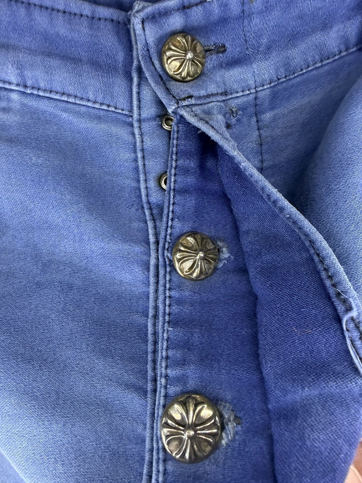 Chrome Hearts Chrome Hearts Blue French Workwear Cross Patch Pants Size US 33 - 8 Thumbnail