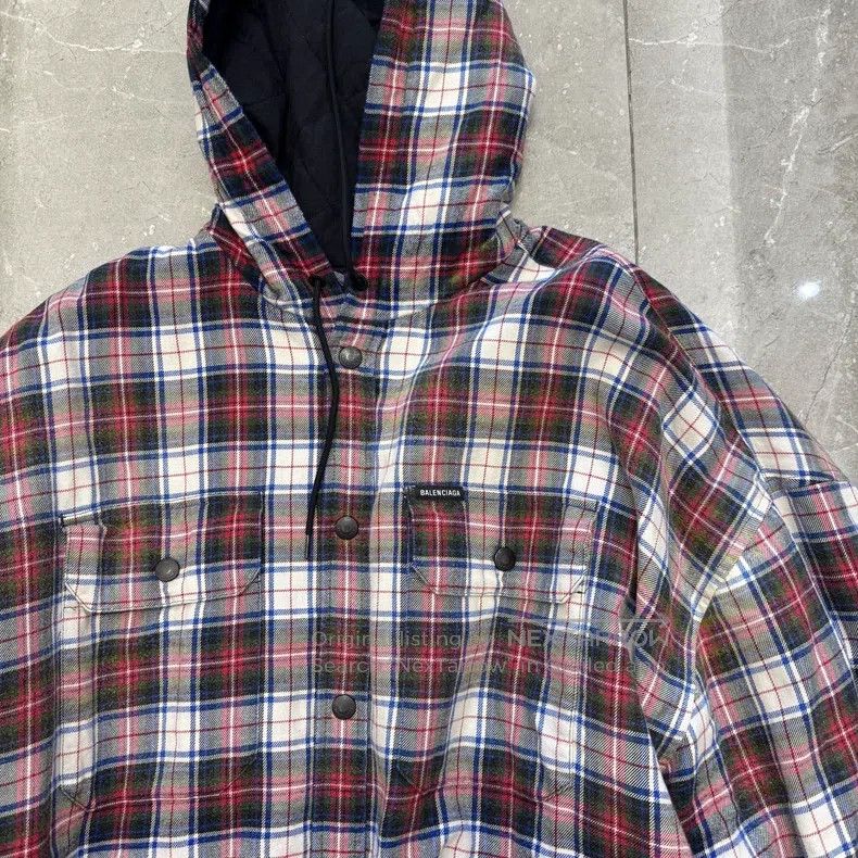 Balenciaga Balenciaga Ombre Flannel Padded Hooded Jacket - Shirt - Ho Size US M / EU 48-50 / 2 - 4 Thumbnail