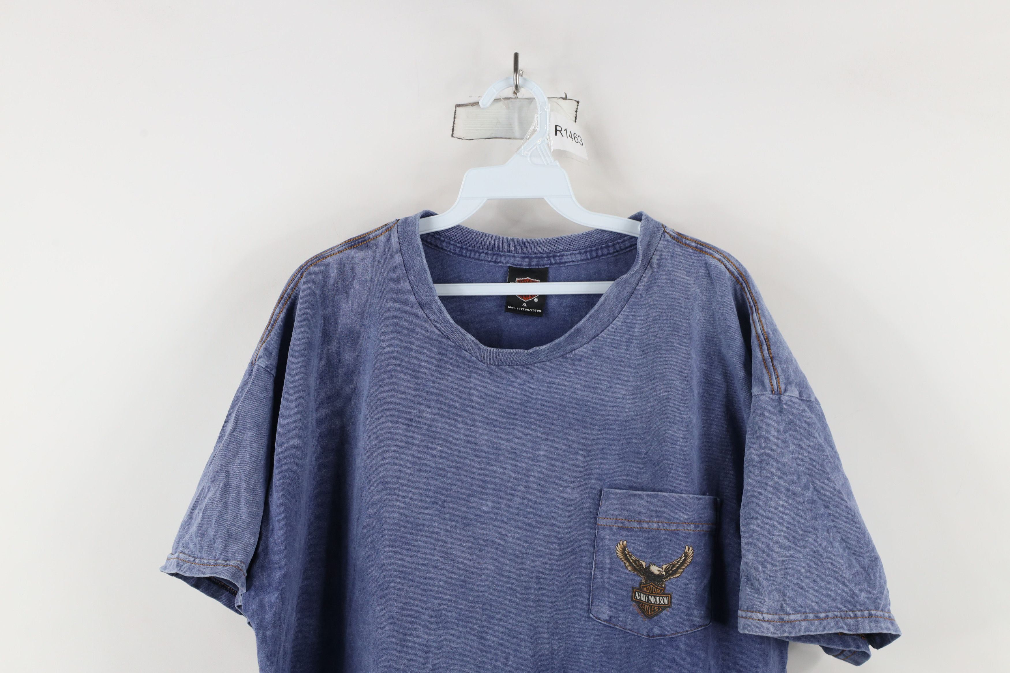 Harley Davidson × Vintage Vintage 90s Harley Davidson Wash Eagle Pocket T-Shirt USA Size US XL / EU 56 / 4 - 2 Thumbnail