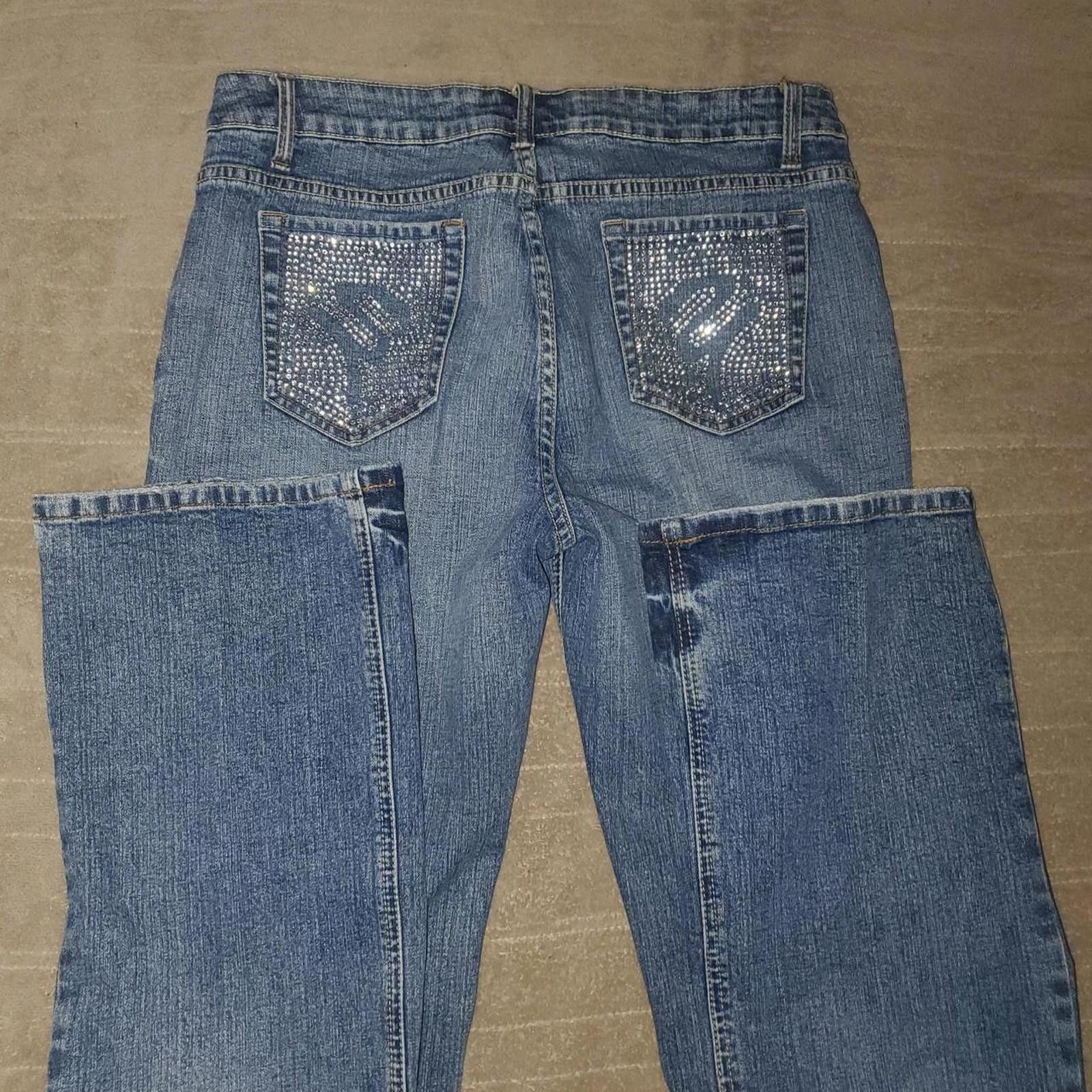 Other Vintage Yuka Jean Women's Blue and Silver Jeans Size 32" / US 10 / IT 46 - 2 Thumbnail
