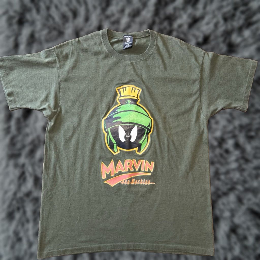 Vintage VINTAGE Warner Bros Marvin the Martian T-Shirt XL Unisex Adults Green 90s Looney Tunes Cartoon Graphic Print Short Sleeve Crew Neck Single Stitch Size US XL / EU 56 / 4 - 1 Thumbnail