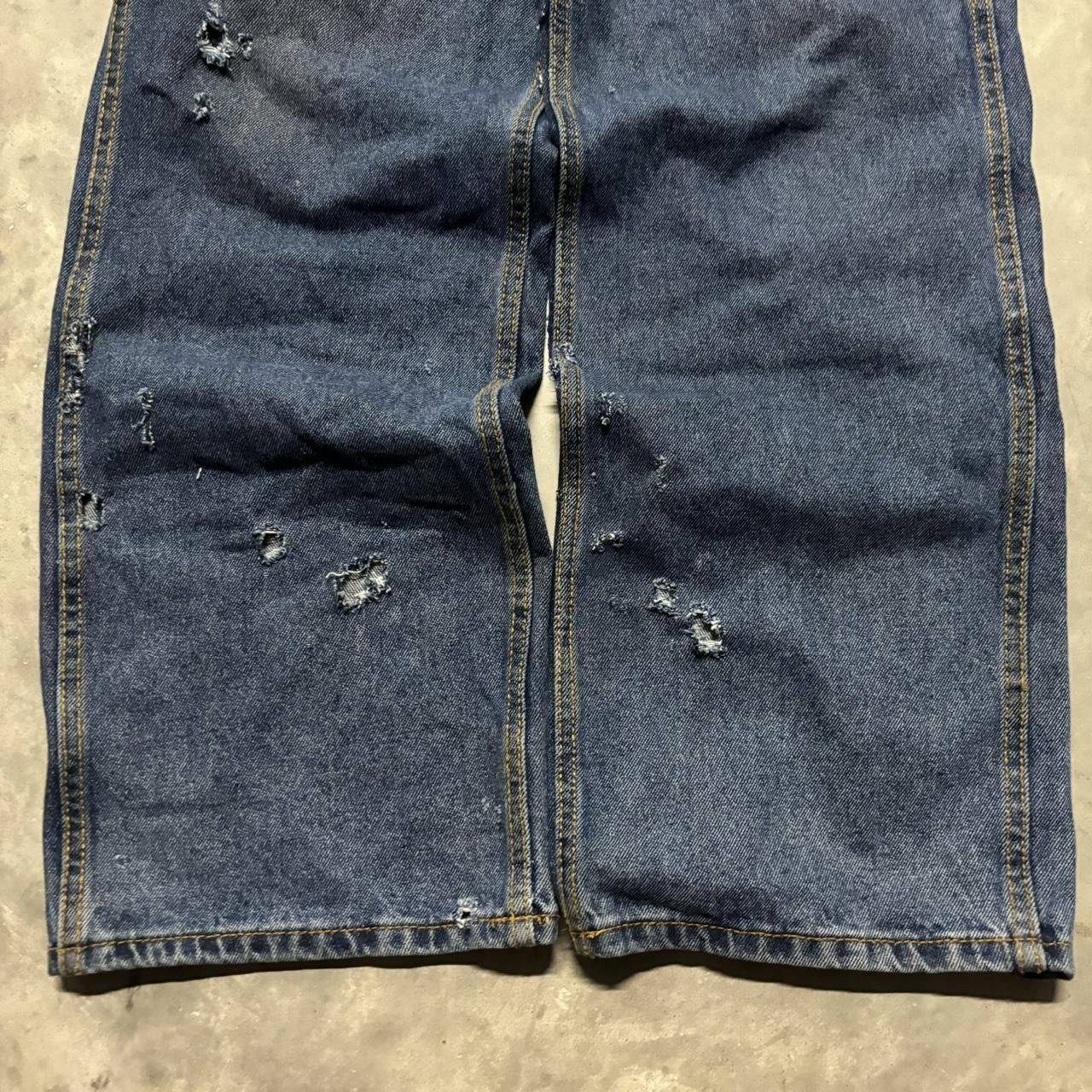 Japanese Brand × Vintage Crazy Vintage Y2K/2000s Baggy Dark Wash Carpenter Skater Denim Jeans! Size US 36 / EU 52 - 6 Thumbnail