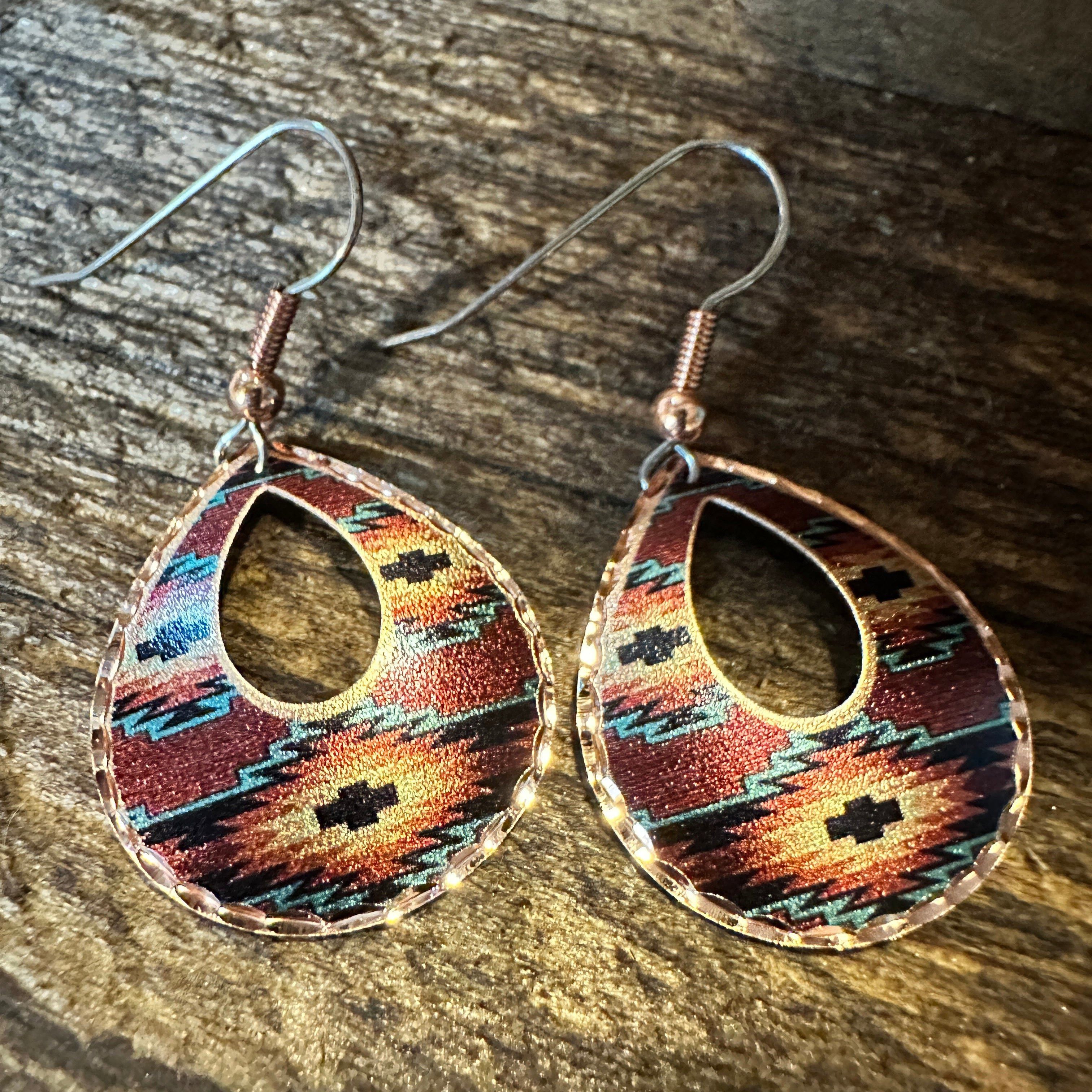 Other Handmade Boho Copper Earrings, Diamond Cut Southwestern Nati Size ONE SIZE - 7 Thumbnail
