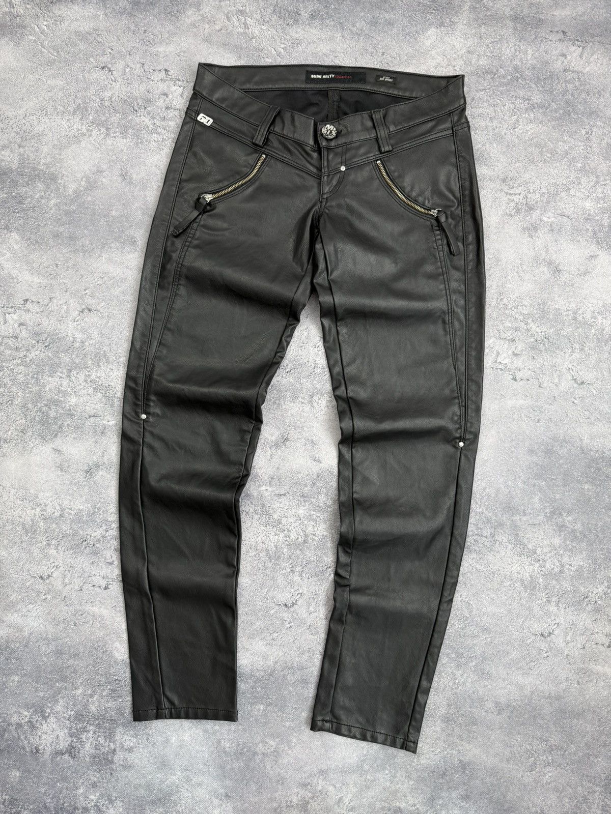 Miss Sixty Miss Sixty Faux Leather Pants Black Zip Shot Vintage Y2K Size 27" / US 4 / IT 40 - 4 Thumbnail