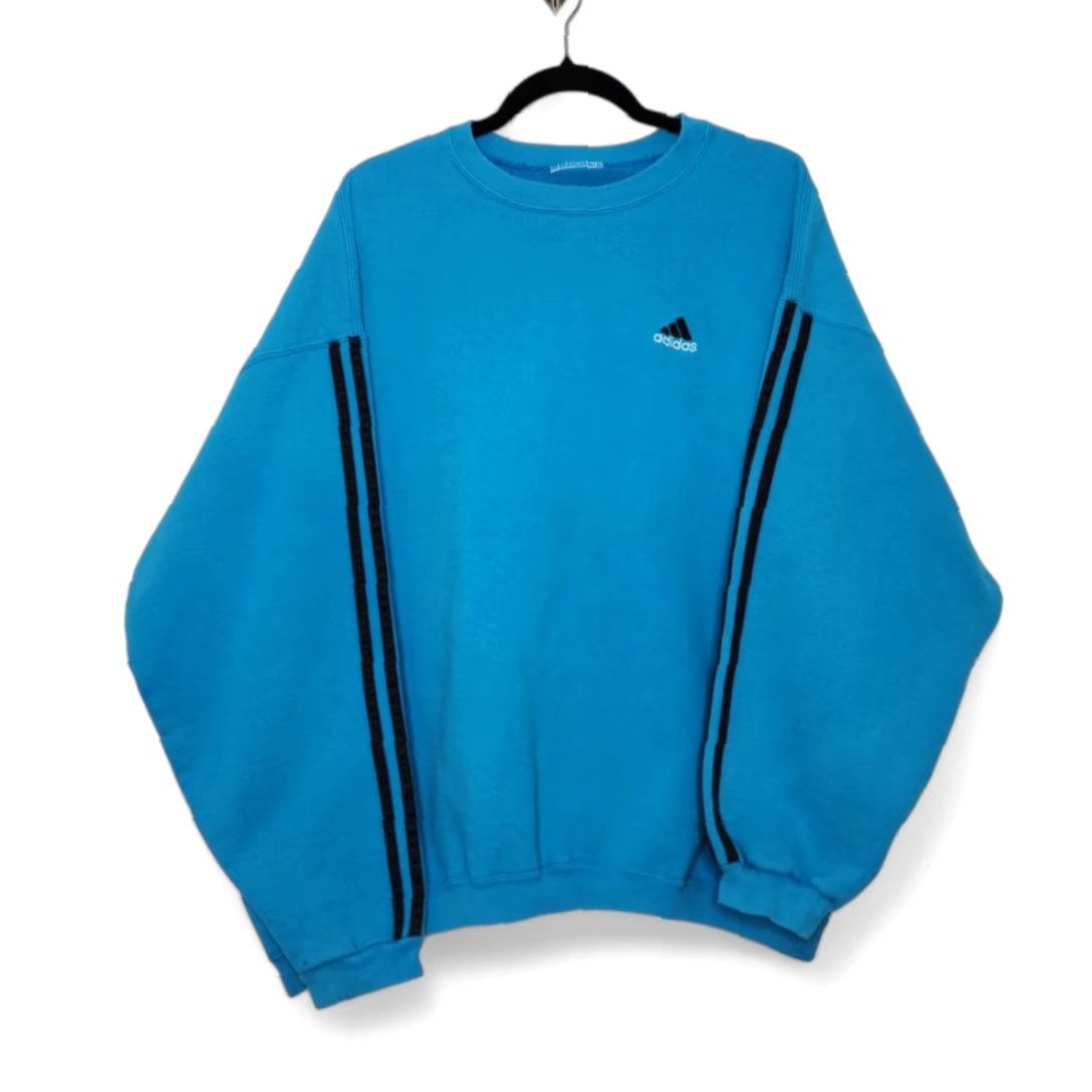 Adidas VINTAGE Adidas 3 Stripes Oversized Sweatshirt Crewneck 80s 90s Blue XL Unisex Adults Sweatshirt Pullover Womens Mens Size US XL / EU 56 / 4 - 2 Thumbnail