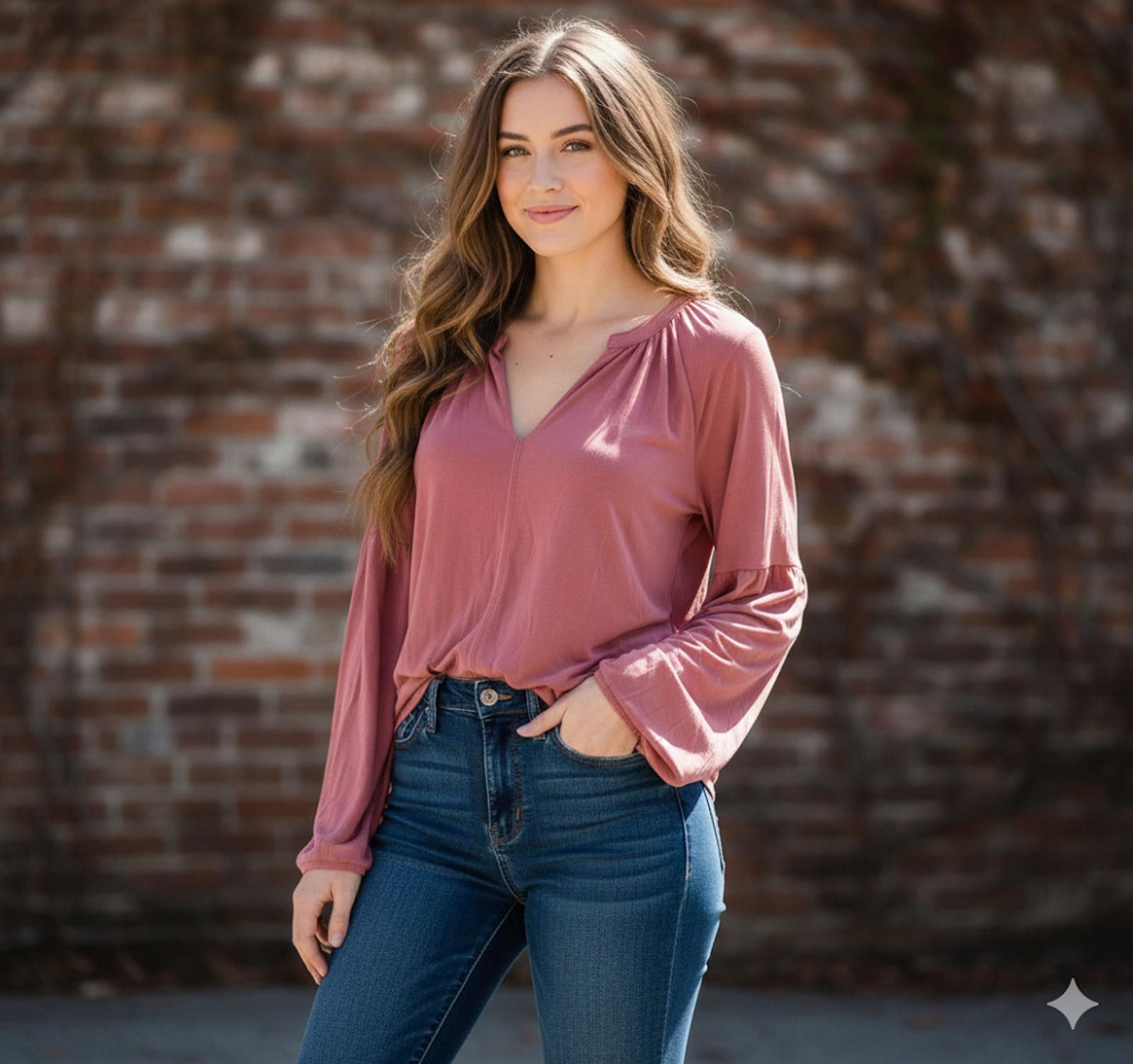 Lucky Brand Lucky Brand Women's Long Sleeve V-Neck Blouse Pink Size S Size S / US 4 / IT 40 - 2 Thumbnail